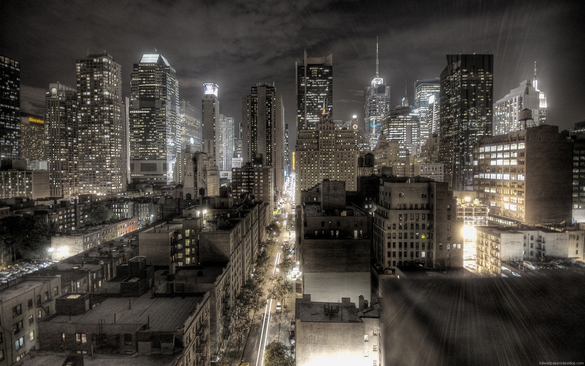 New York, Grattacieli, Notte, HDR, Città, 1920x1200, sfondo MacBook Pro