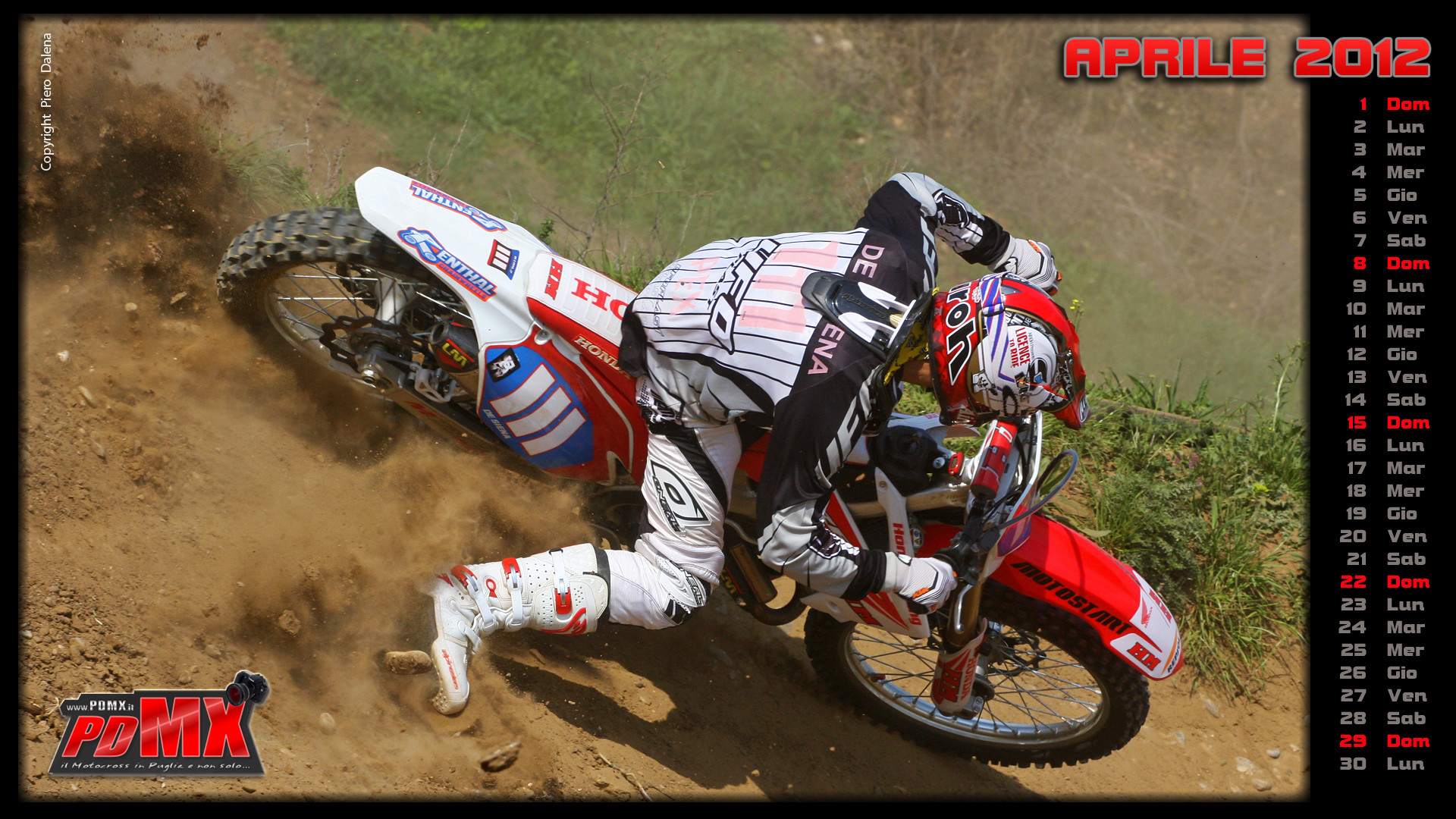 Honda CRF, Motocross, Calendario, Aprile 2012, Polvere, Full HD, sfondo per PC e portatile
