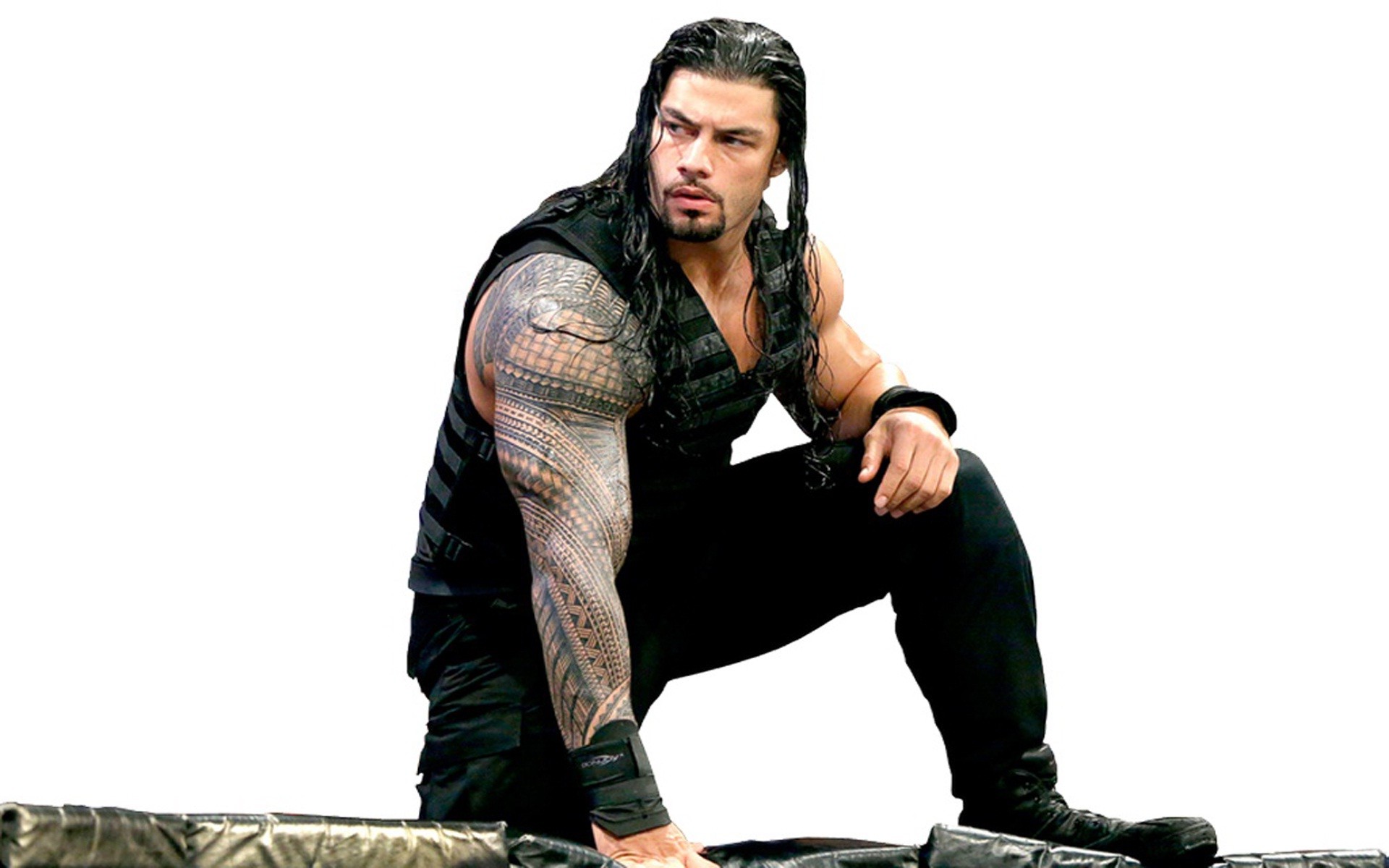 Roman Reigns, WWE, Sfondo bianco, Tatuaggio tribale, Full HD, wallpaper per computer