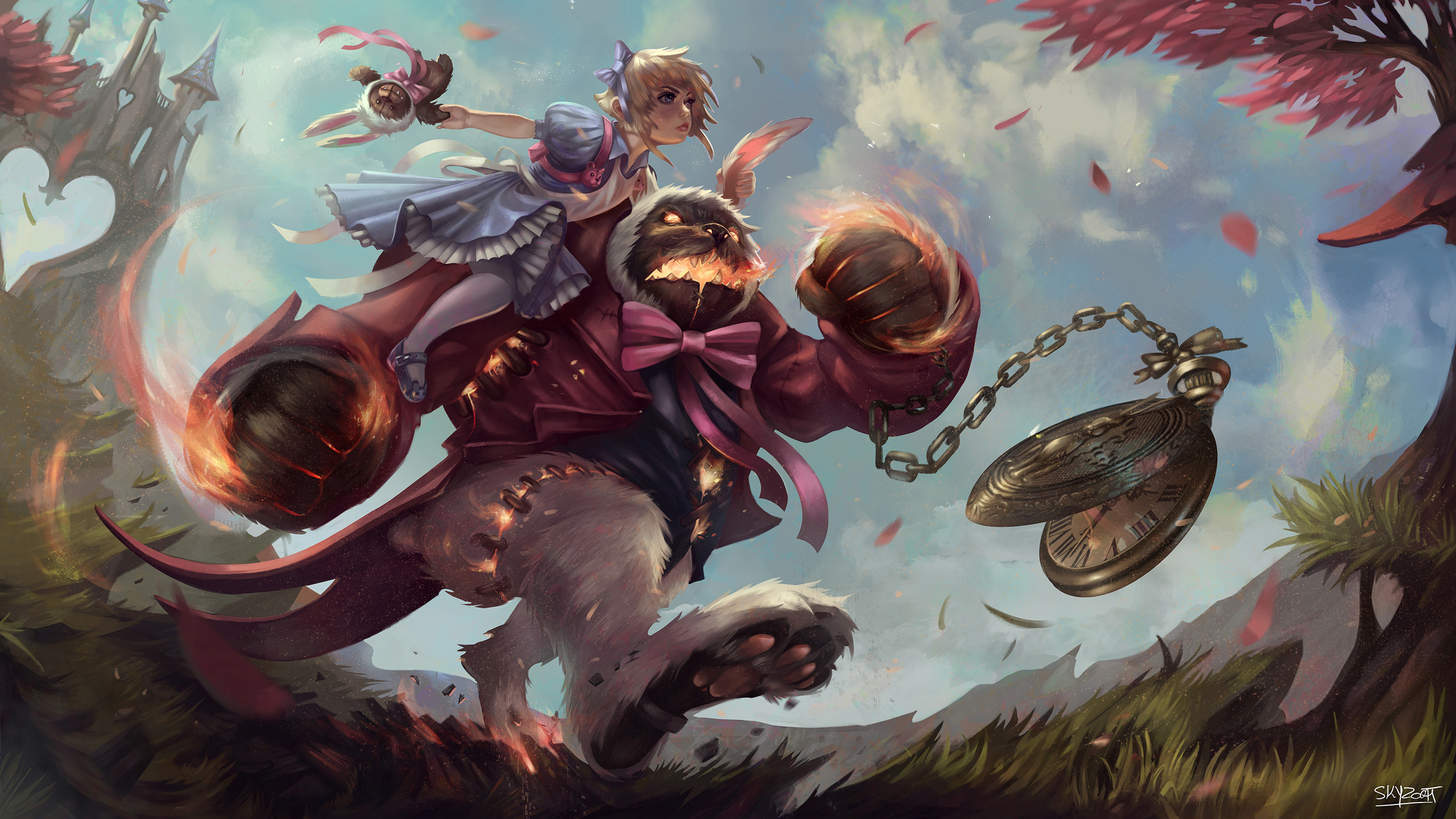Annie, League of Legends, Tibbers, Fan art, 2K, sfondo Windows 11