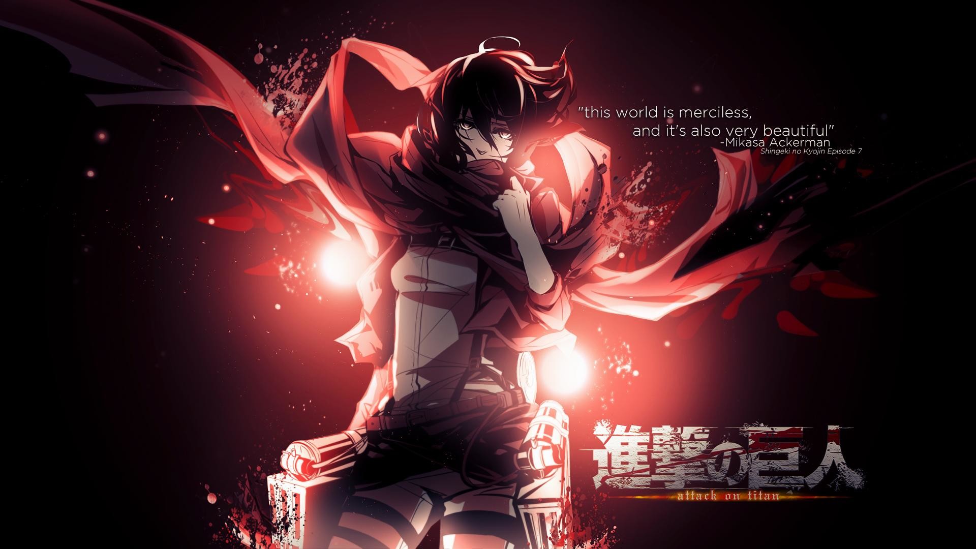 Mikasa Ackerman, Eren Jaeger, L'attacco dei giganti, Shingeki no Kyojin, Sciarpa rossa, sfondo 1080p