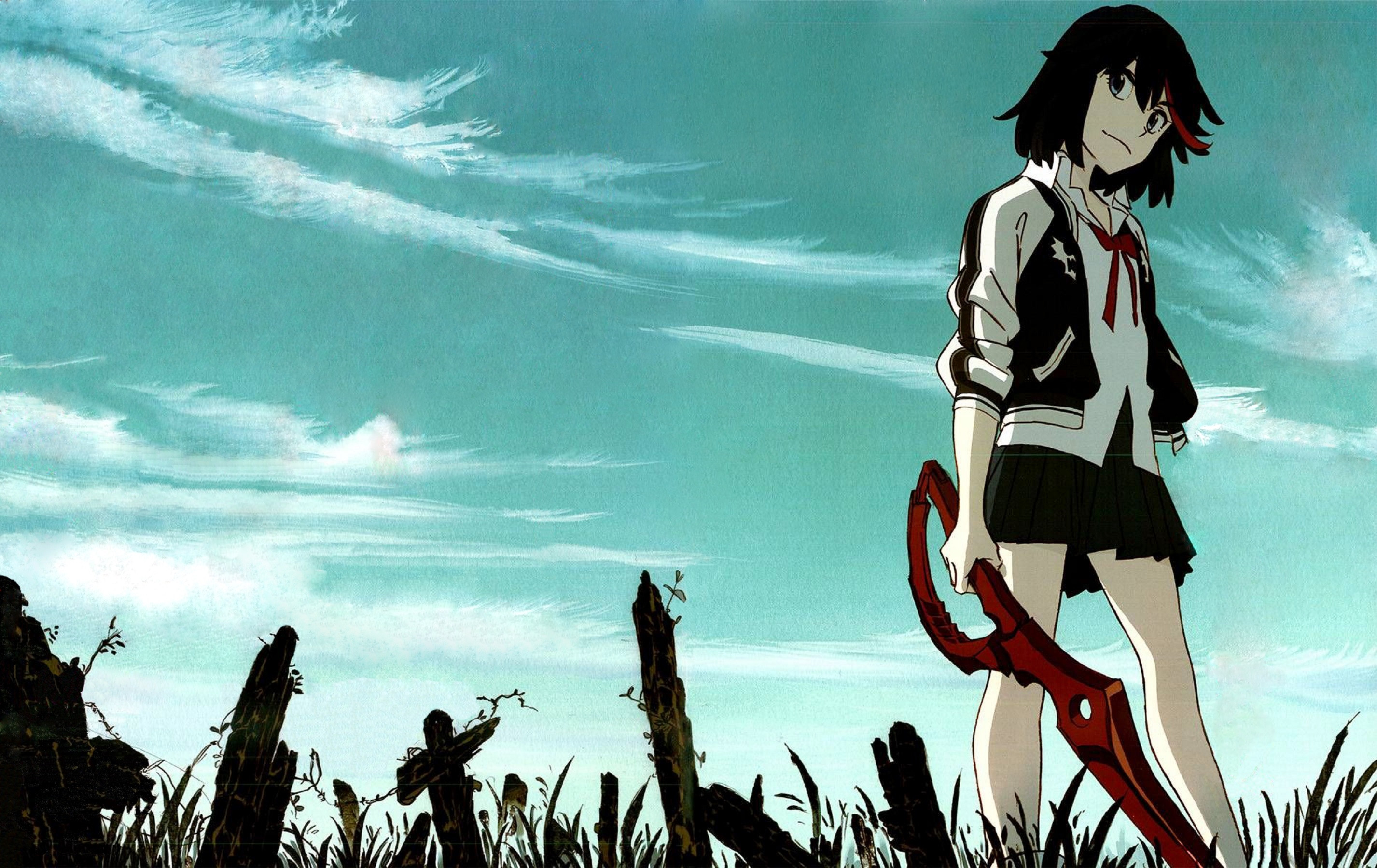 Ryuko Matoi, Kill la Kill, Forbice-spada, Cielo, Nuvole, 2K, sfondo per PC e portatile
