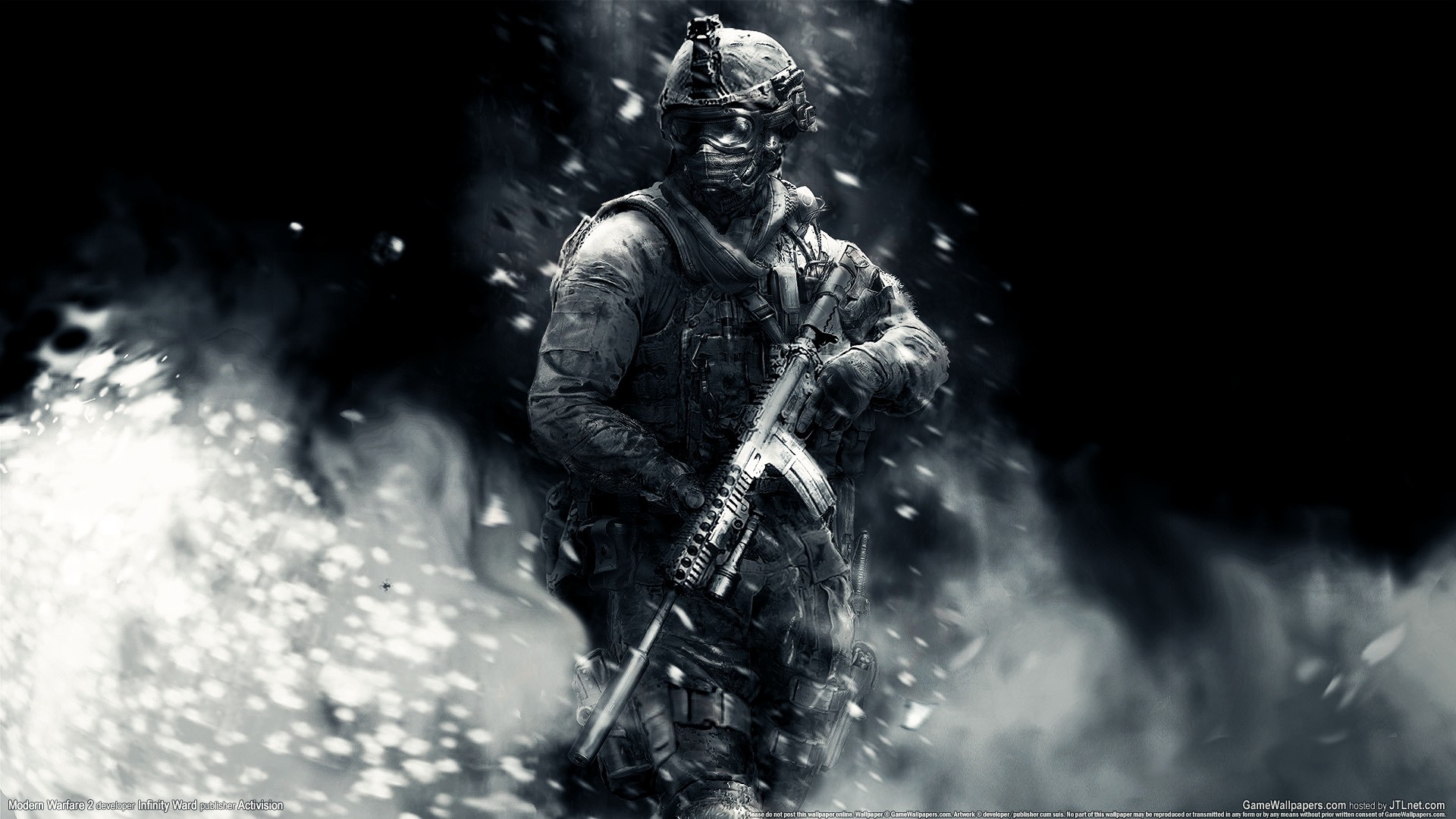 Call of Duty, Soldato, Acqua, Spruzzi, Sfondo scuro, Full HD, wallpaper per computer