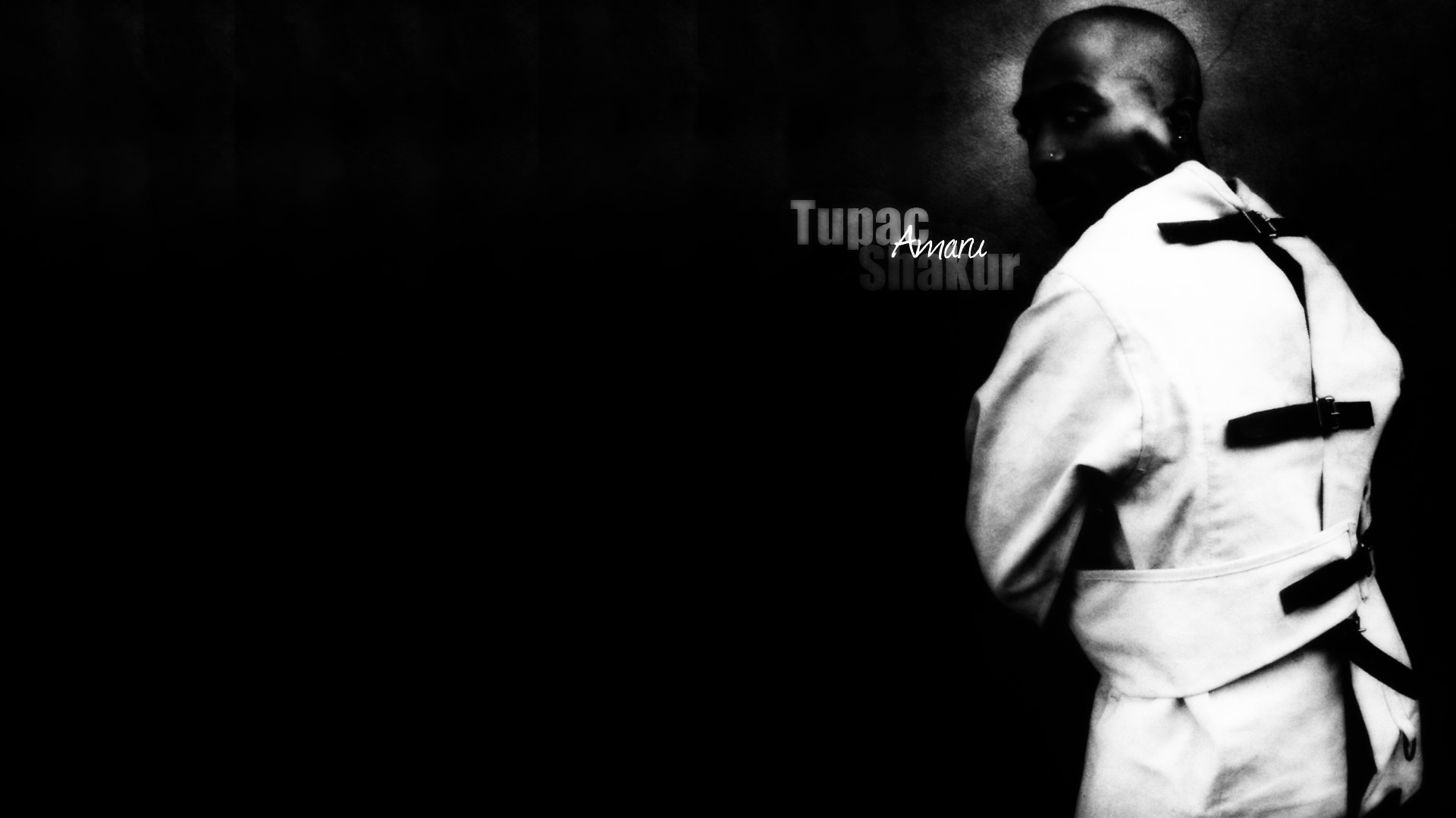 Tupac Shakur, 2Pac, Camicia di forza, Bianco e nero, Full HD 1080p, sfondo desktop