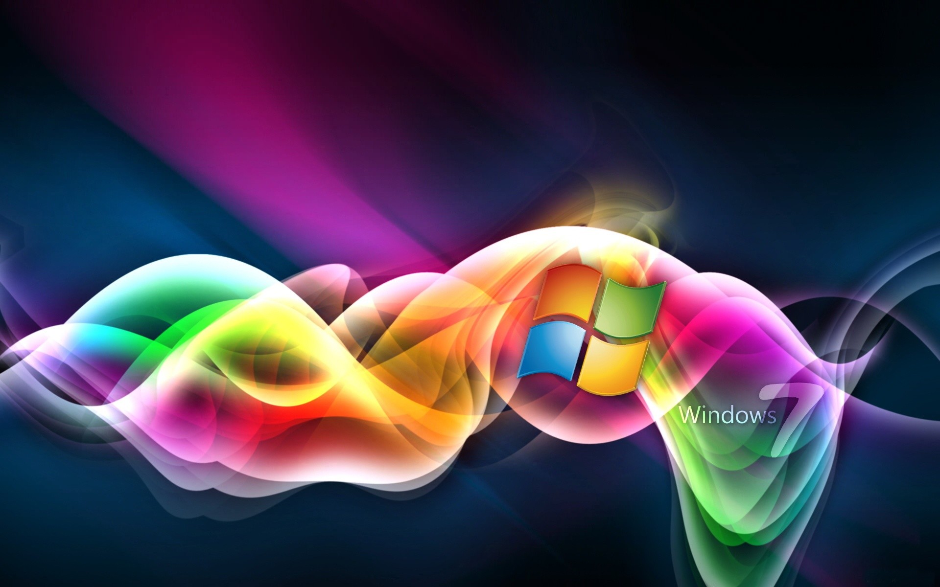 Windows 7, Logo Windows, Onde colorate, Arcobaleno, Full HD, sfondo per PC e portatile