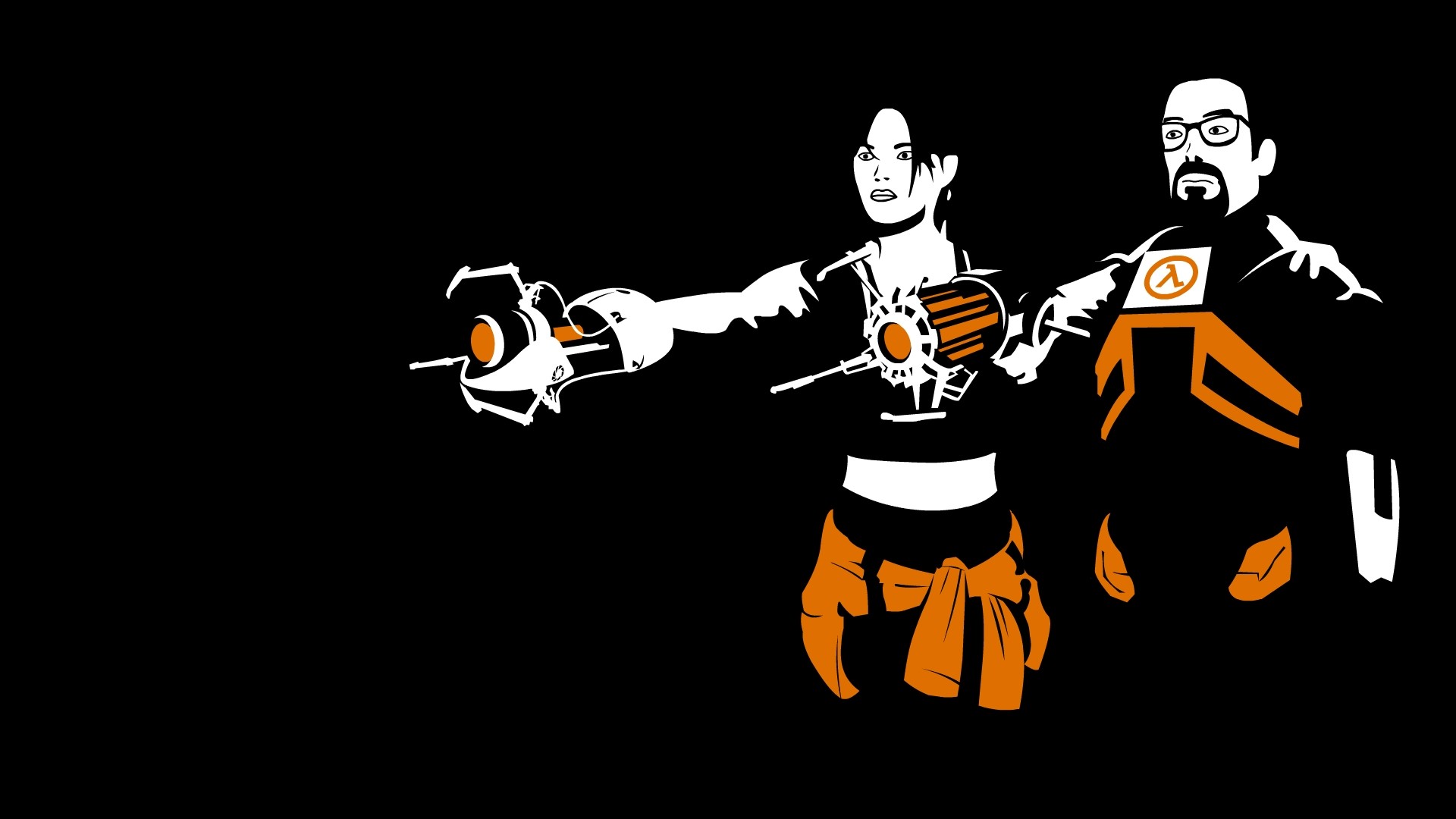 Half-Life, Gordon Freeman, Portal, Chell, Pulp Fiction, 16:9 Full HD, sfondo widescreen