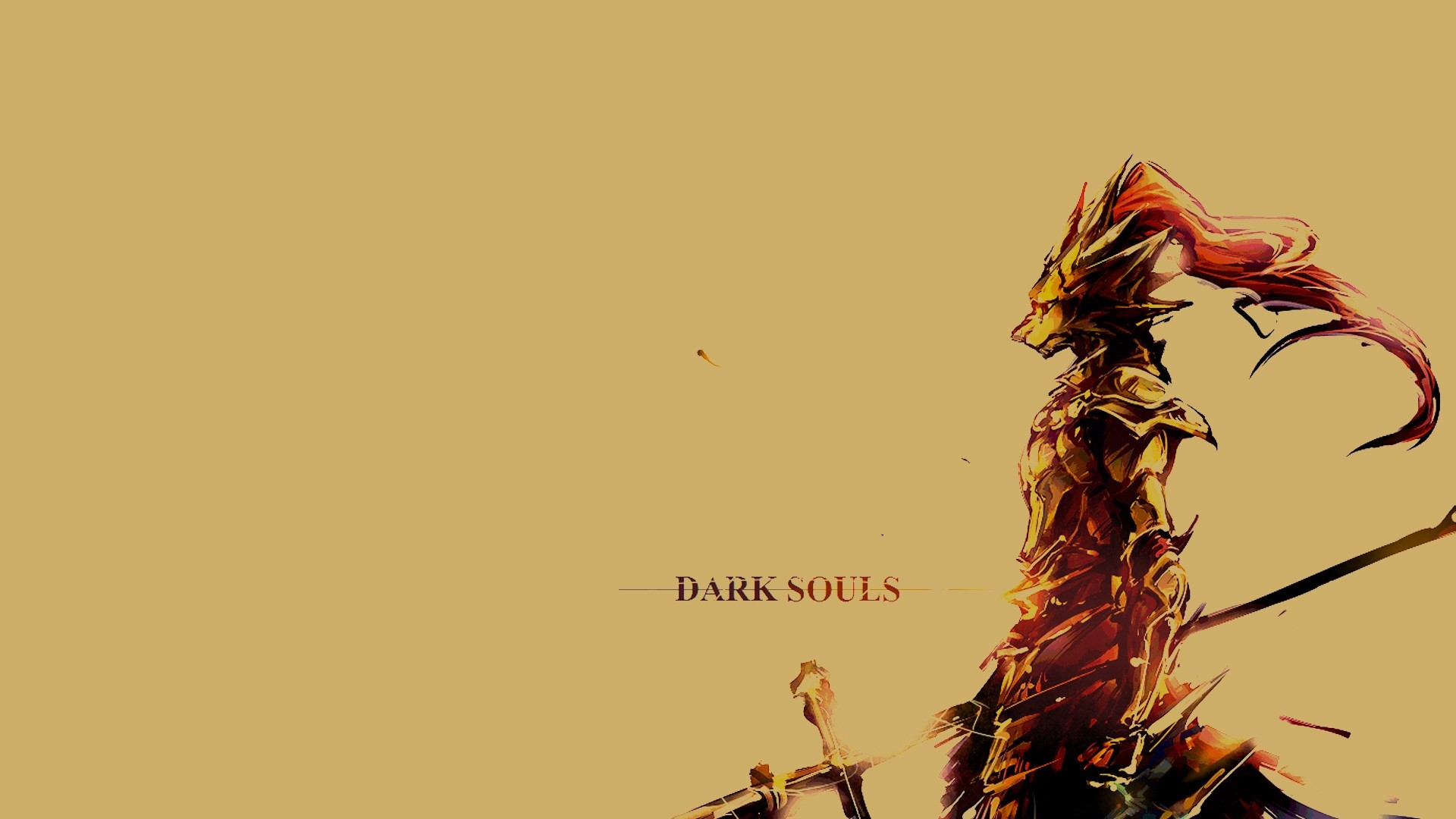Cavaliere Drago, Dark Souls, Logo, Illustrazione, Ocra, Full HD, sfondo per PC e portatile
