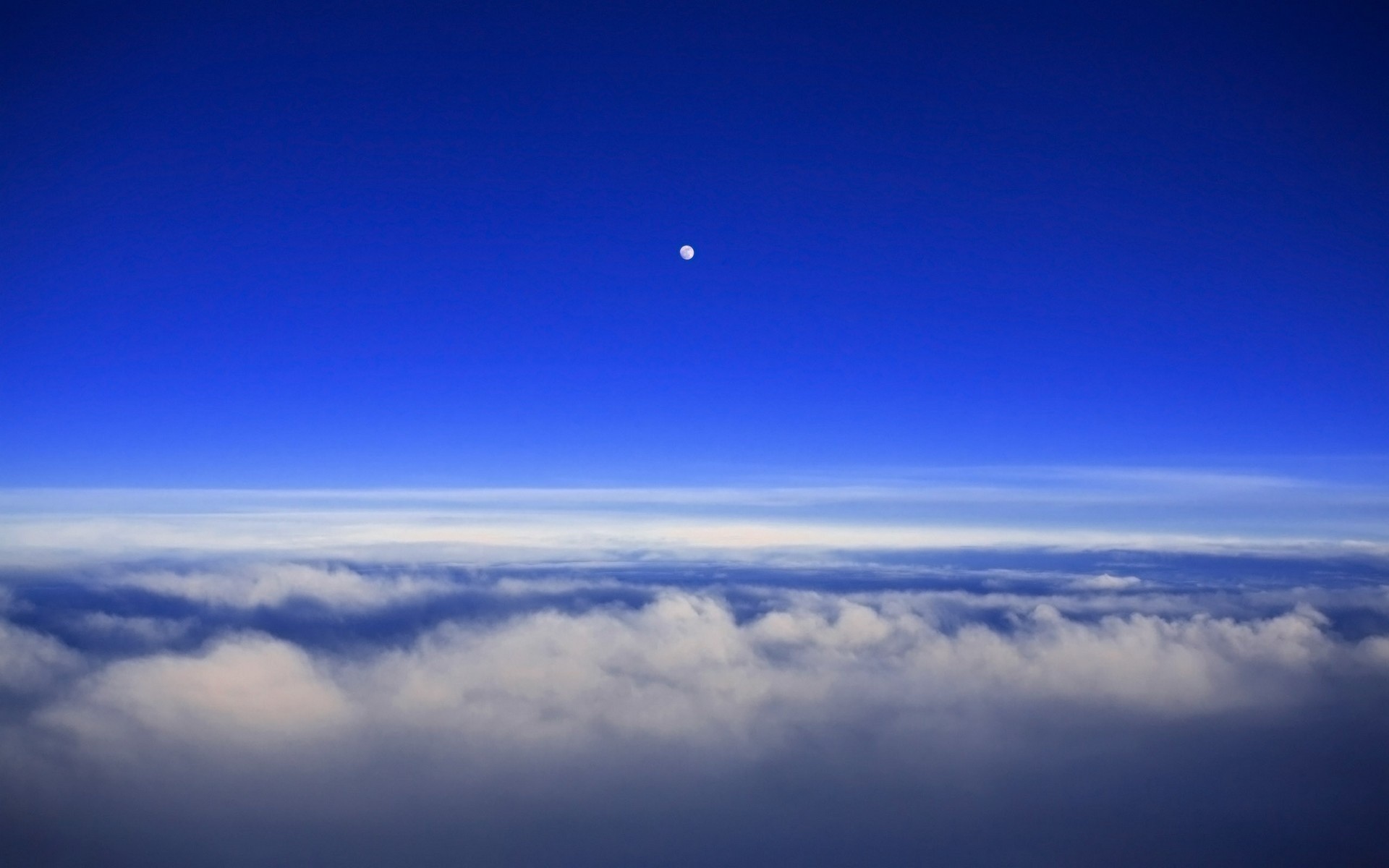 Luna, Mare di nuvole, Cielo blu, Stratosfera, 1920x1200, immagine di sfondo