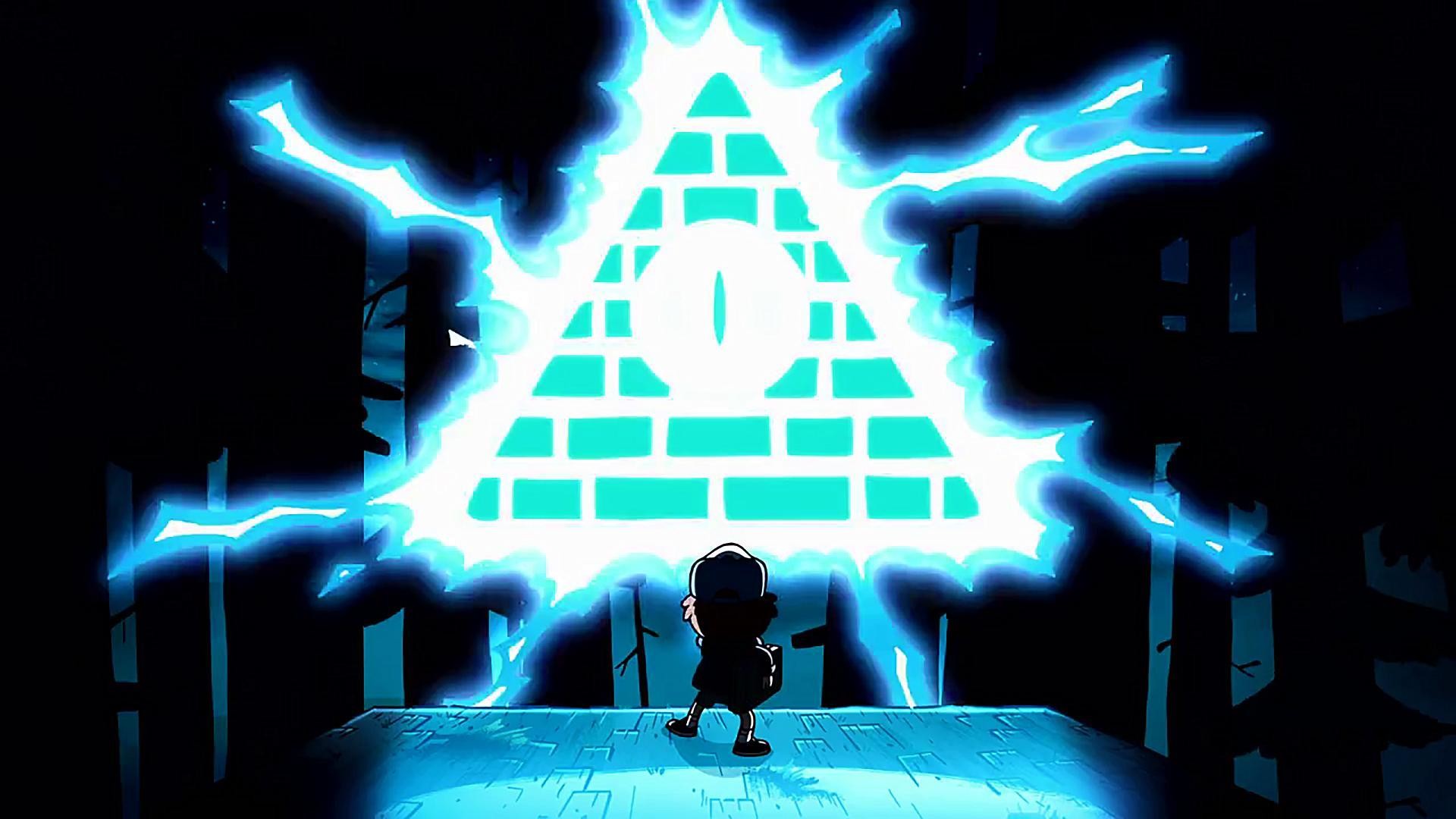 Bill Cipher, Gravity Falls, Fulmini, Notte, Ciano, 1920x1080, sfondo per PC