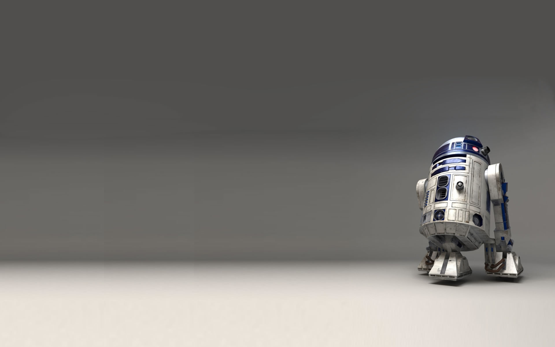 R2-D2, Star Wars, Droide, Minimalista, Sfondo grigio, Full HD, wallpaper per computer