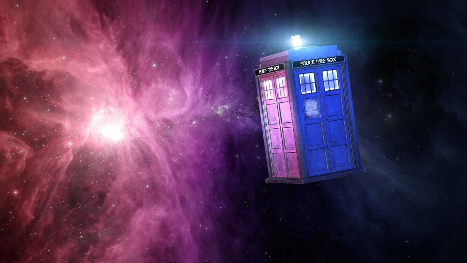 TARDIS, Doctor Who, Nebulosa rosa, Spazio, Full HD, sfondo per PC