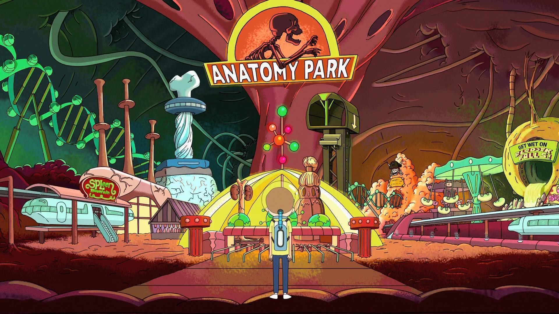 Rick and Morty, Anatomy Park, Parco a tema, Cartone animato, Full HD, sfondo per PC