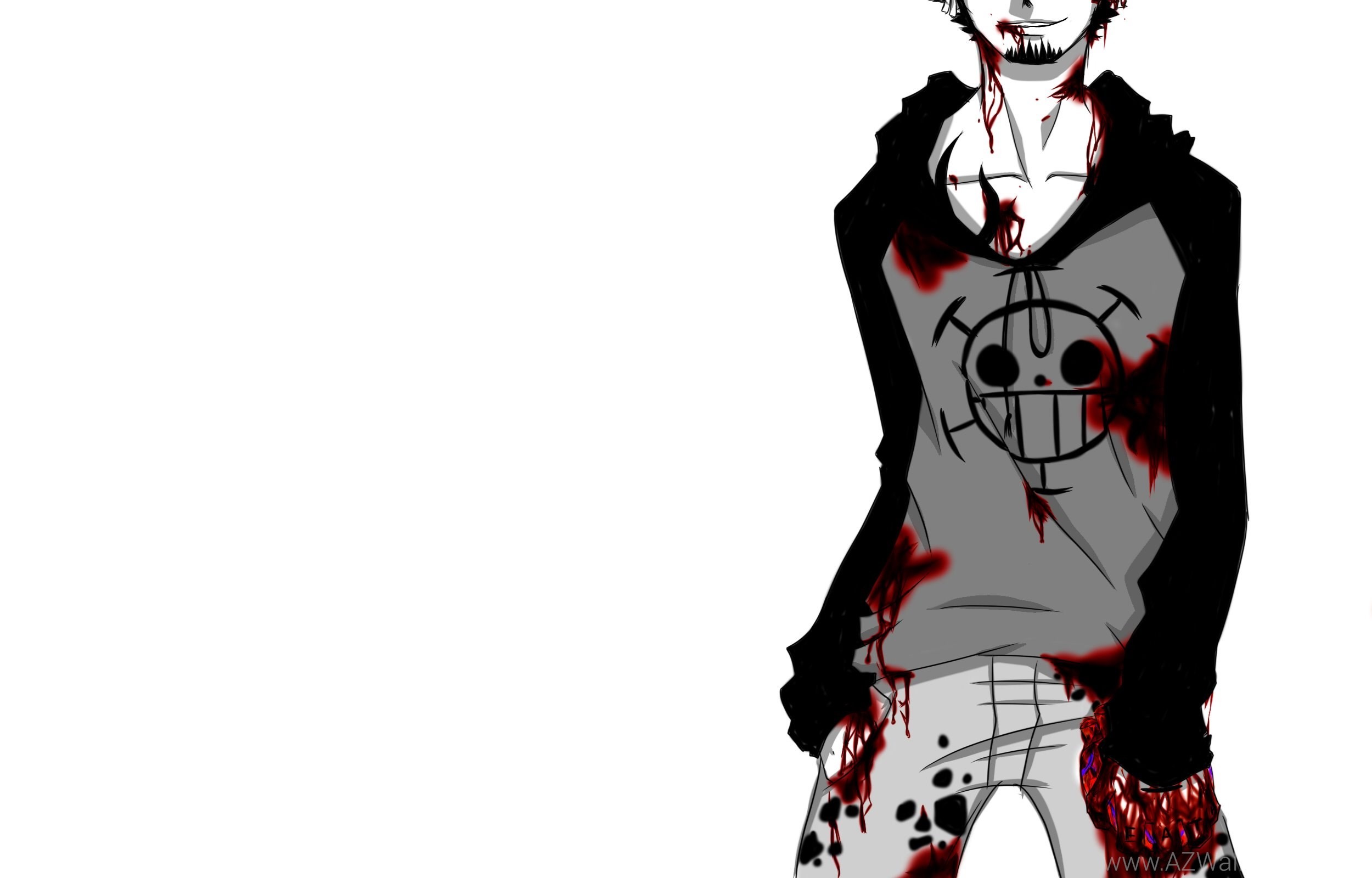 Trafalgar Law, One Piece, Sangue, Sfondo bianco, Full HD, wallpaper per portatile