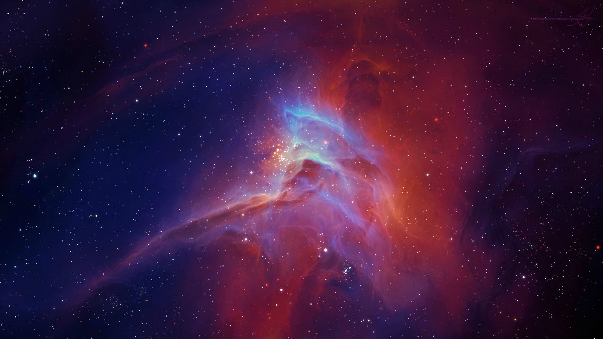 Nebulosa, Spazio, Rosso e blu, Full HD, sfondo desktop