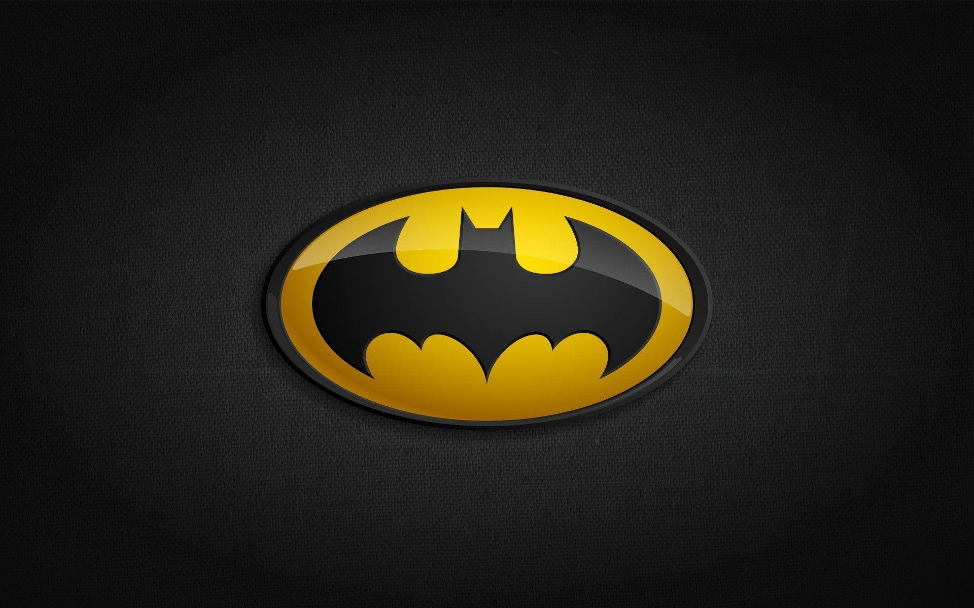 Batman, Simbolo di Batman, Logo, Giallo, Sfondo grigio, Full HD, wallpaper desktop