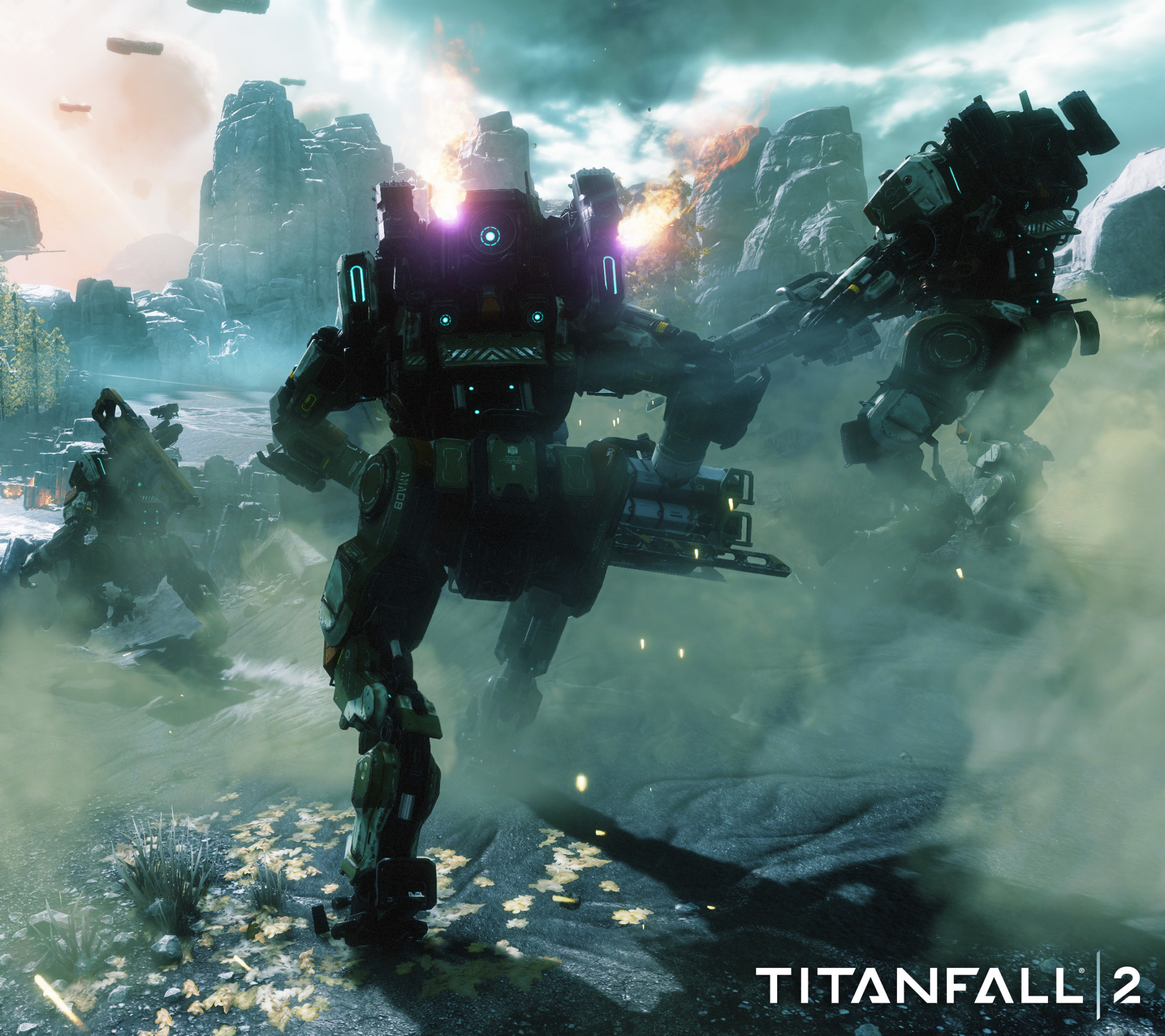 Titanfall 2, Titani, Nebbia, Battaglia, sfondo per iPad e tablet