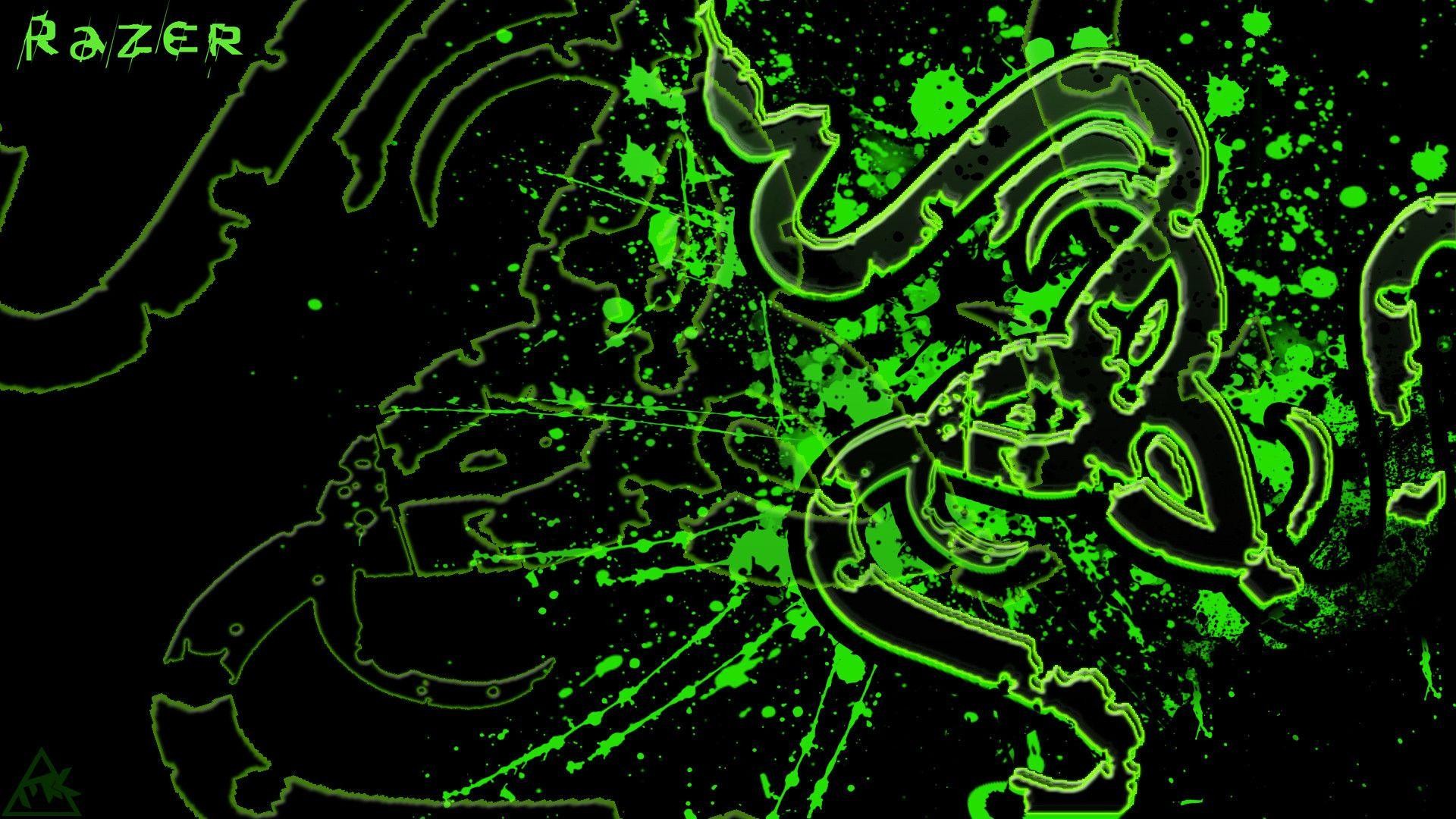 Razer, Logo Razer, Schizzi di vernice, Verde neon, Full HD, sfondo Windows 11