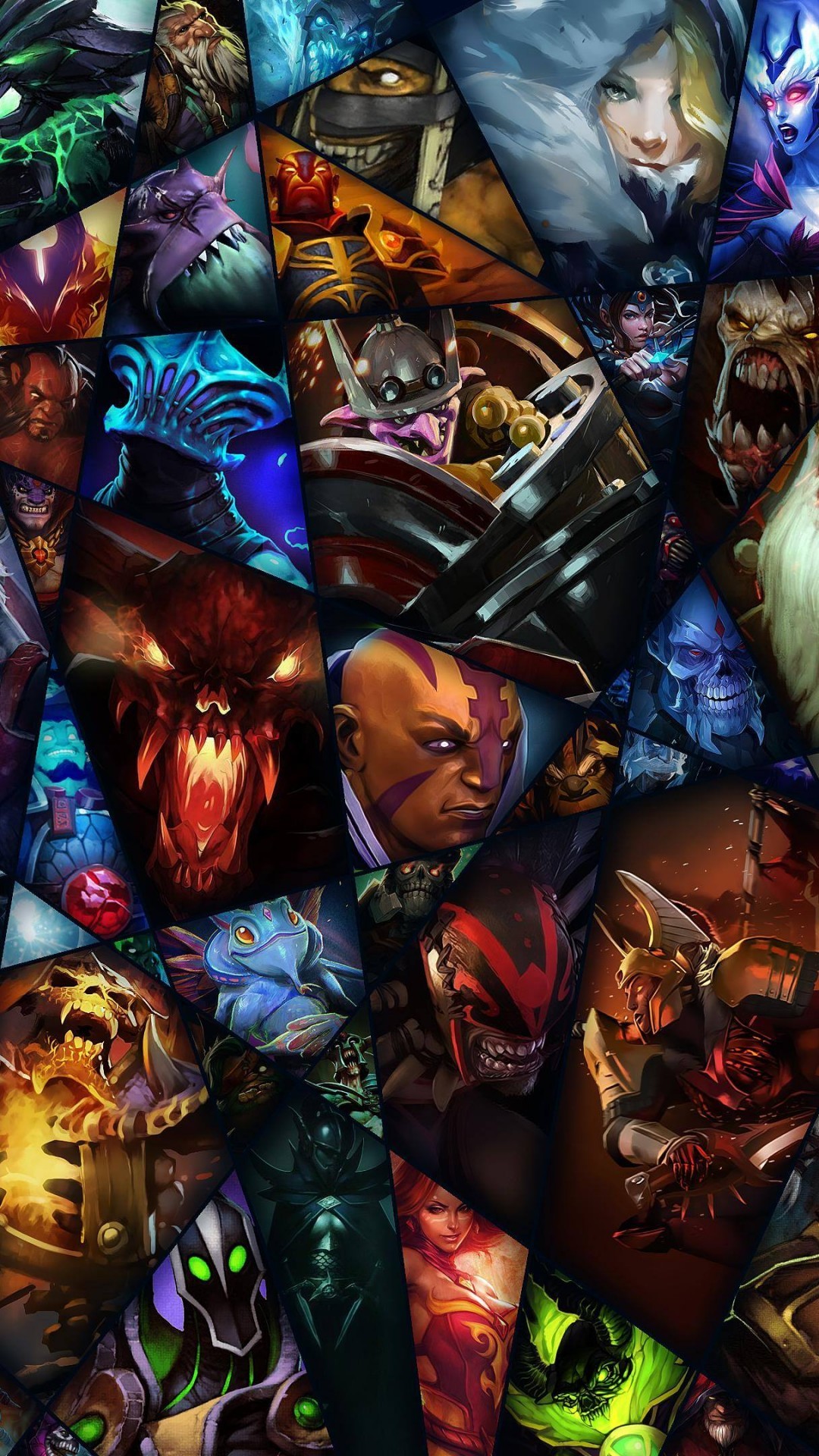 Dota 2, Eroi, Collage, Mosaico, Full HD, sfondo verticale per cellulare