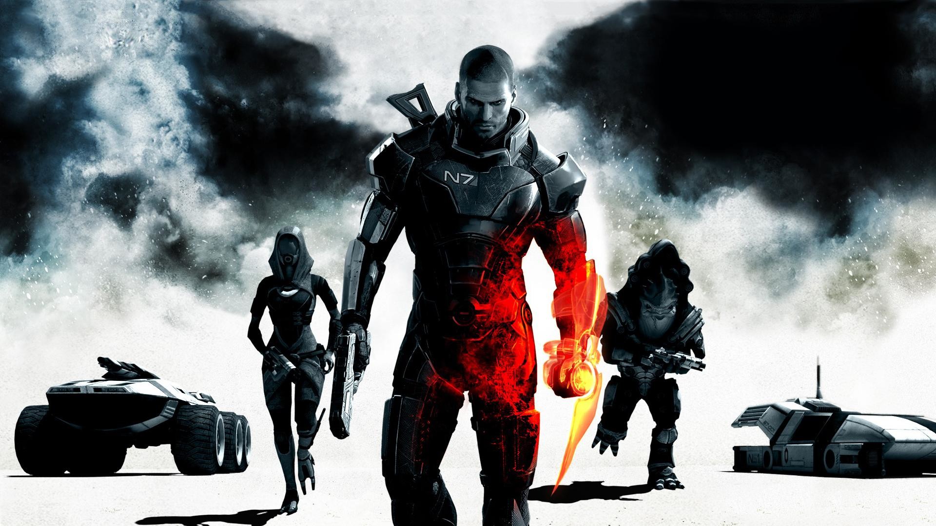 Comandante Shepard, Mass Effect, Mako, Tali'Zorah, Grunt, Full HD, sfondo per portatile