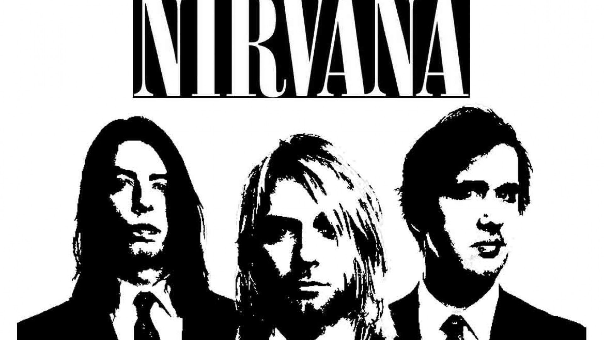 Nirvana, Kurt Cobain, Dave Grohl, Krist Novoselic, Stencil, 16:9 Full HD, sfondo widescreen