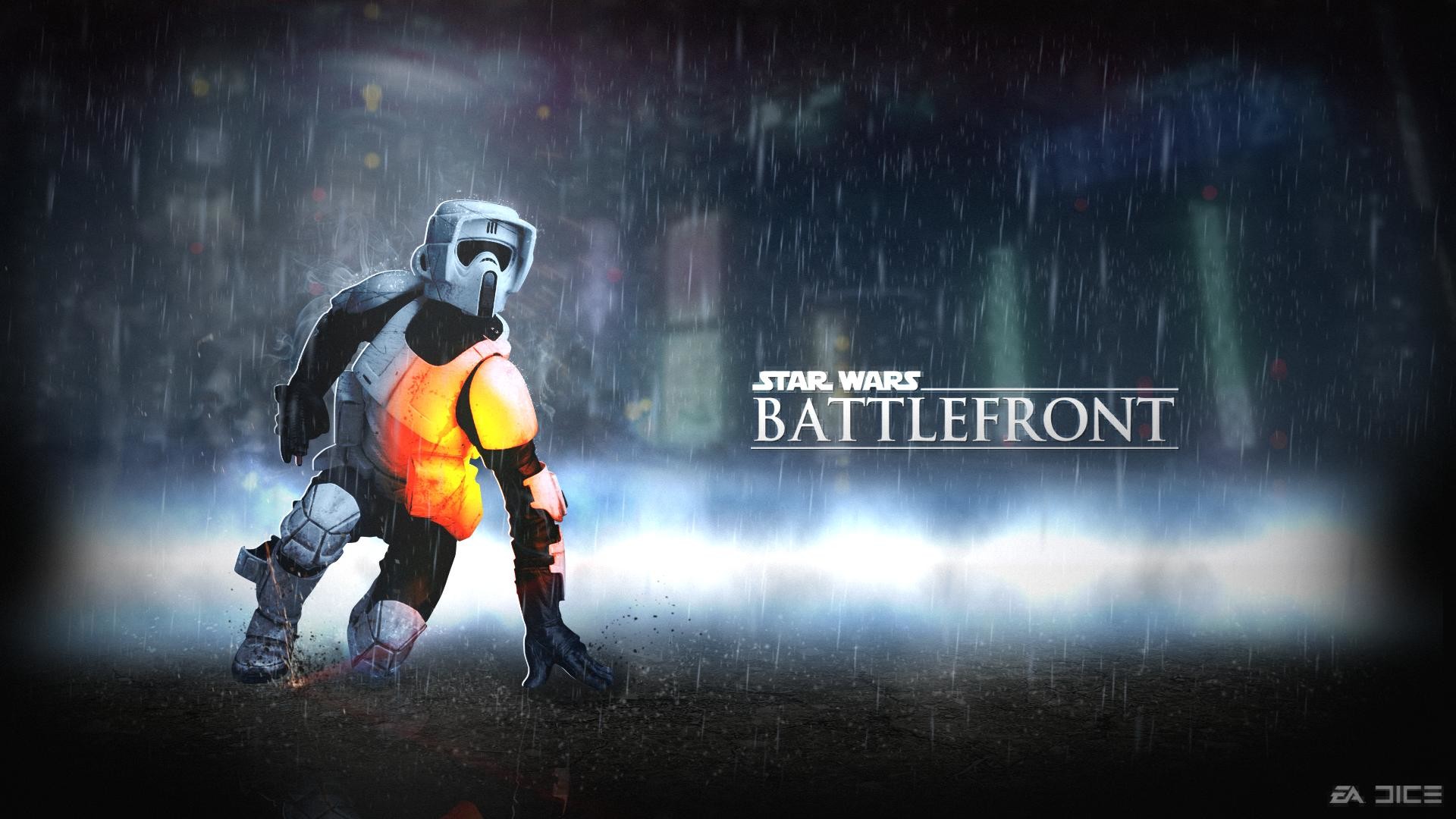 Star Wars Battlefront, Scout trooper, Pioggia, Logo, Full HD 1080p, sfondo desktop