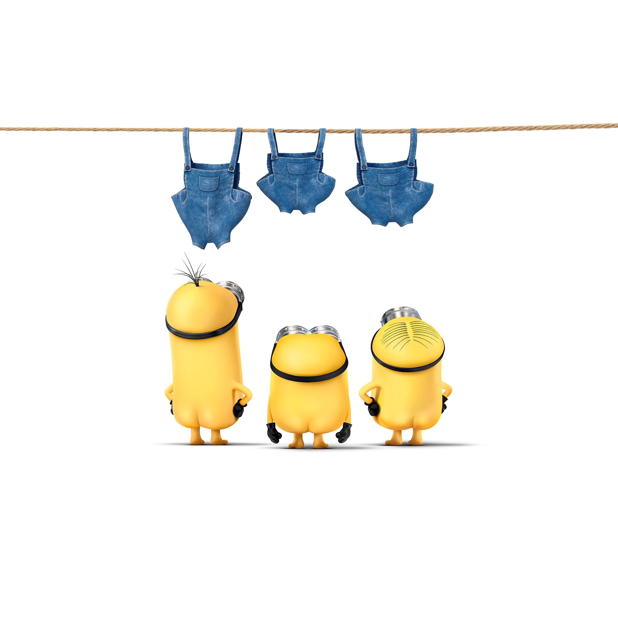 Minions, Cattivissimo me, Salopette stese, Sfondo bianco, Full HD, schermata di blocco iPad