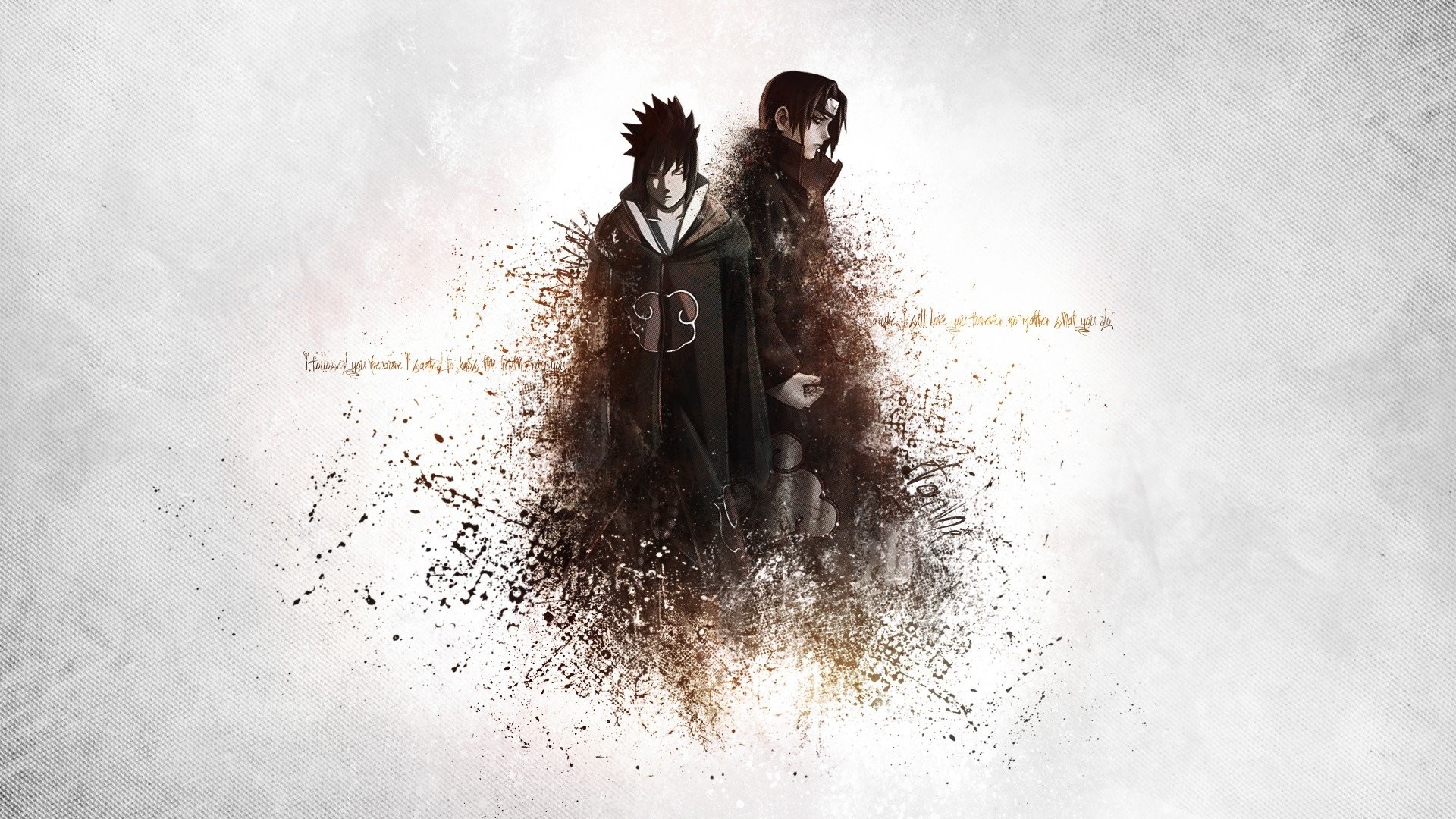 Sasuke Uchiha, Itachi Uchiha, Dissolvenza, Naruto, 16:9 Full HD, sfondo widescreen