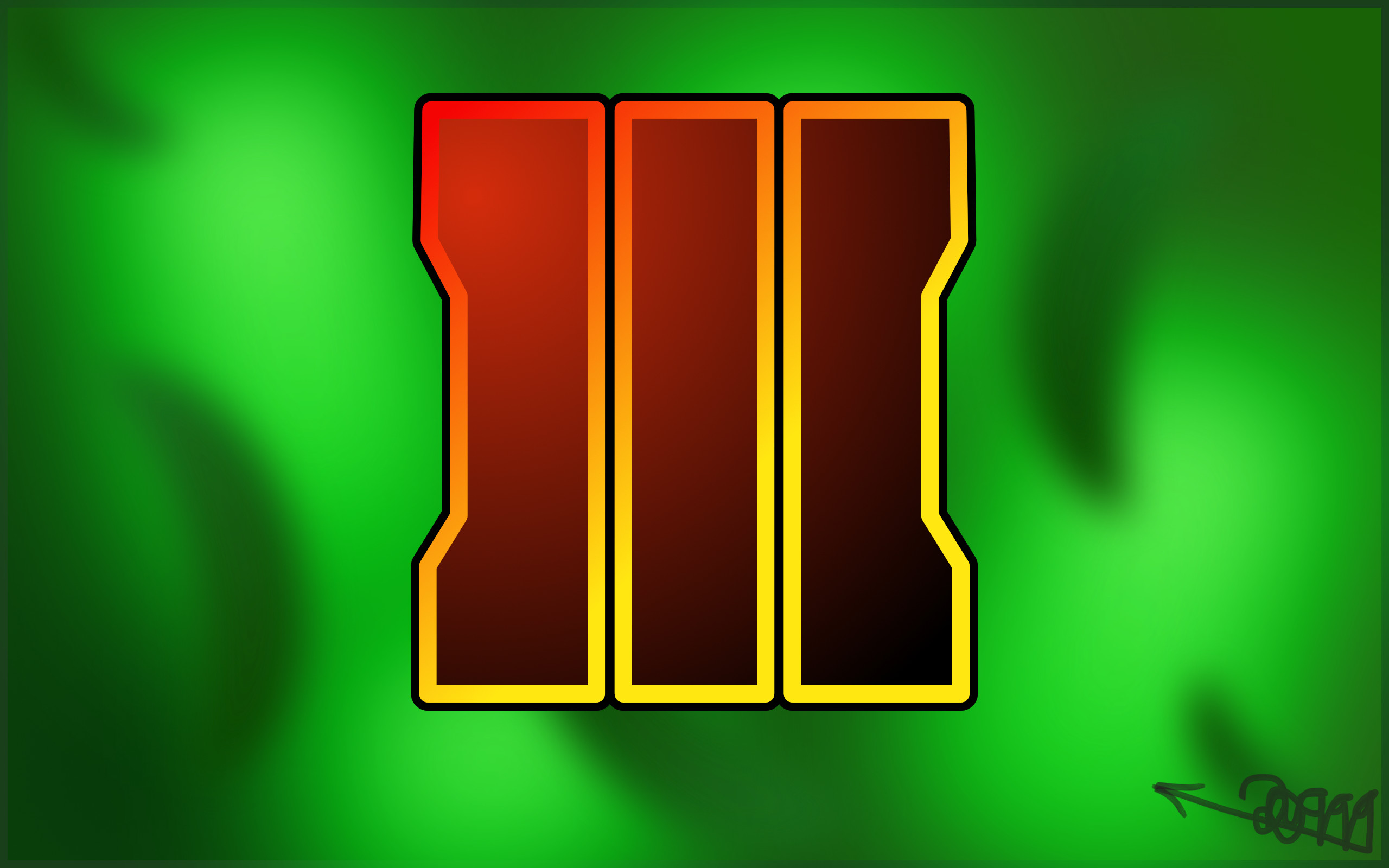 Call of Duty: Black Ops III, Logo III, Sfondo verde, 2K, wallpaper per computer