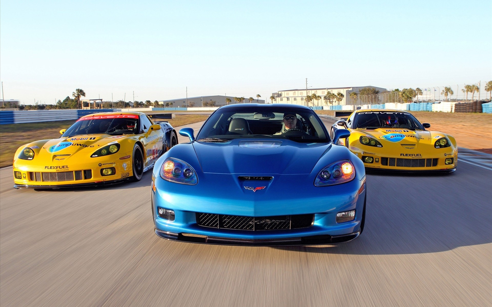 Chevrolet Corvette C6 ZR1, Corvette C6.R, Pista, Blu, Full HD, sfondo per PC e portatile