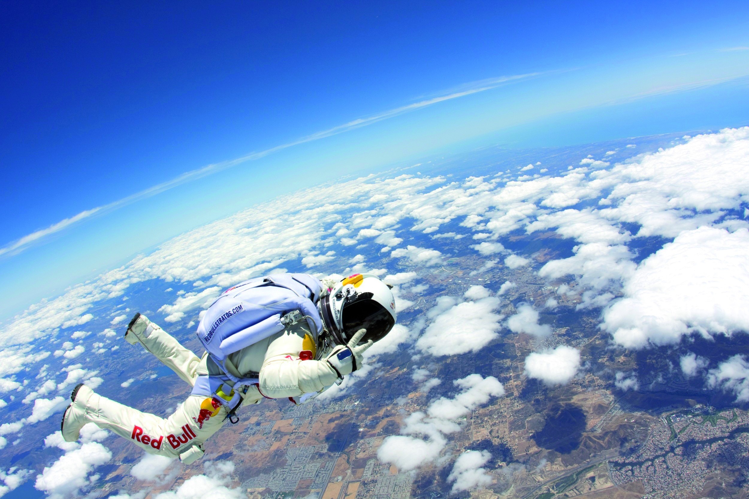 Felix Baumgartner, Red Bull Stratos, Lancio stratosferico, Terra, Nuvole, sfondo Android