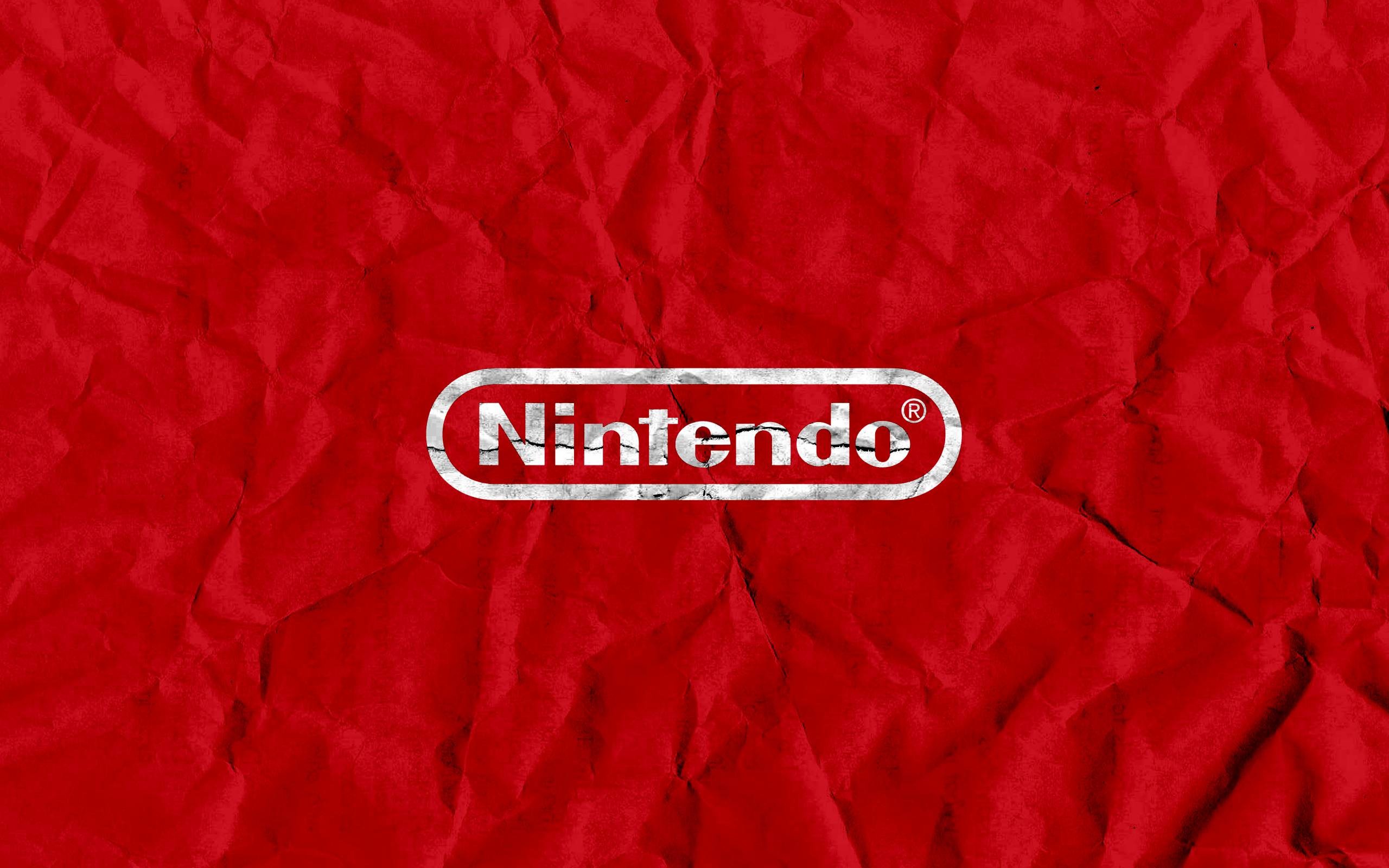 Nintendo, Logo, Carta stropicciata, Sfondo rosso, 2560x1600, wallpaper desktop