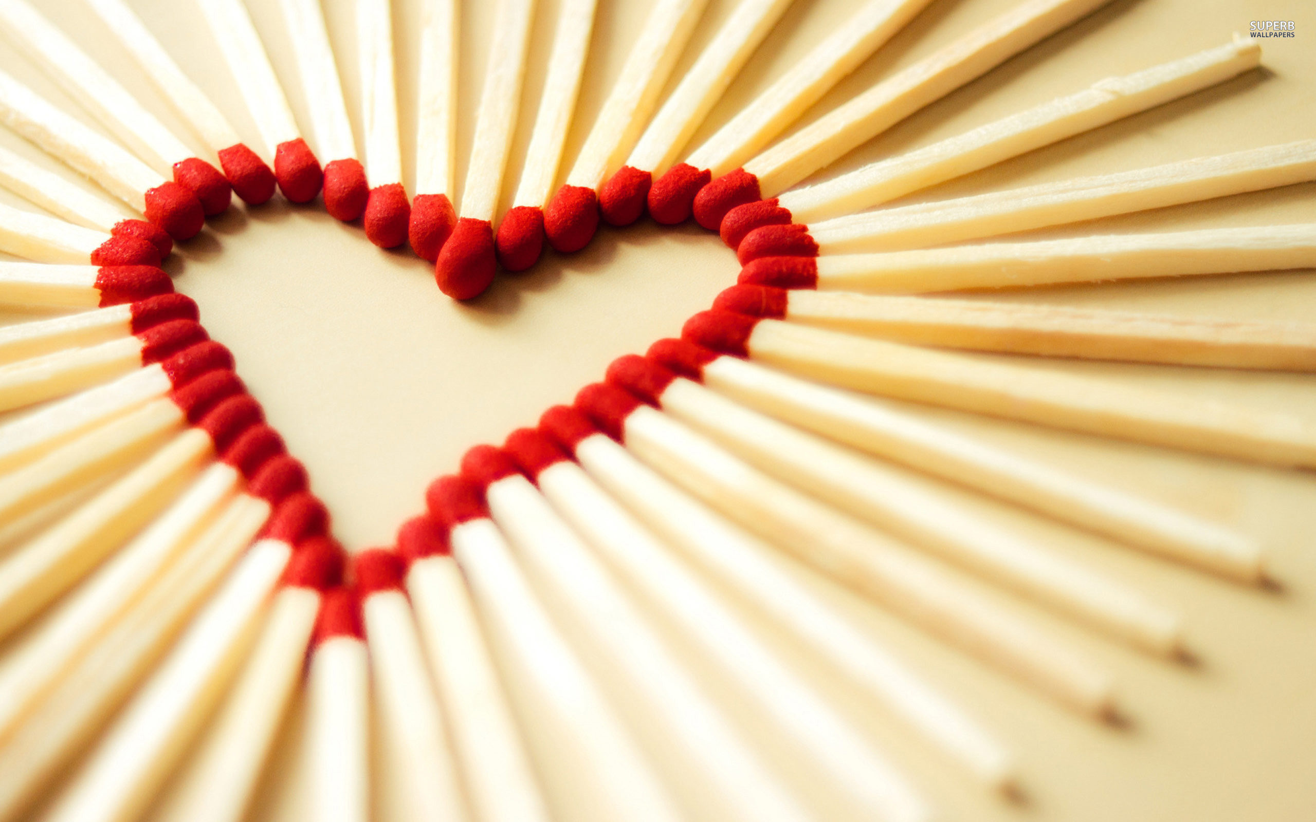 Fiammiferi, Cuore, Macro, 16:10 2K, sfondo widescreen