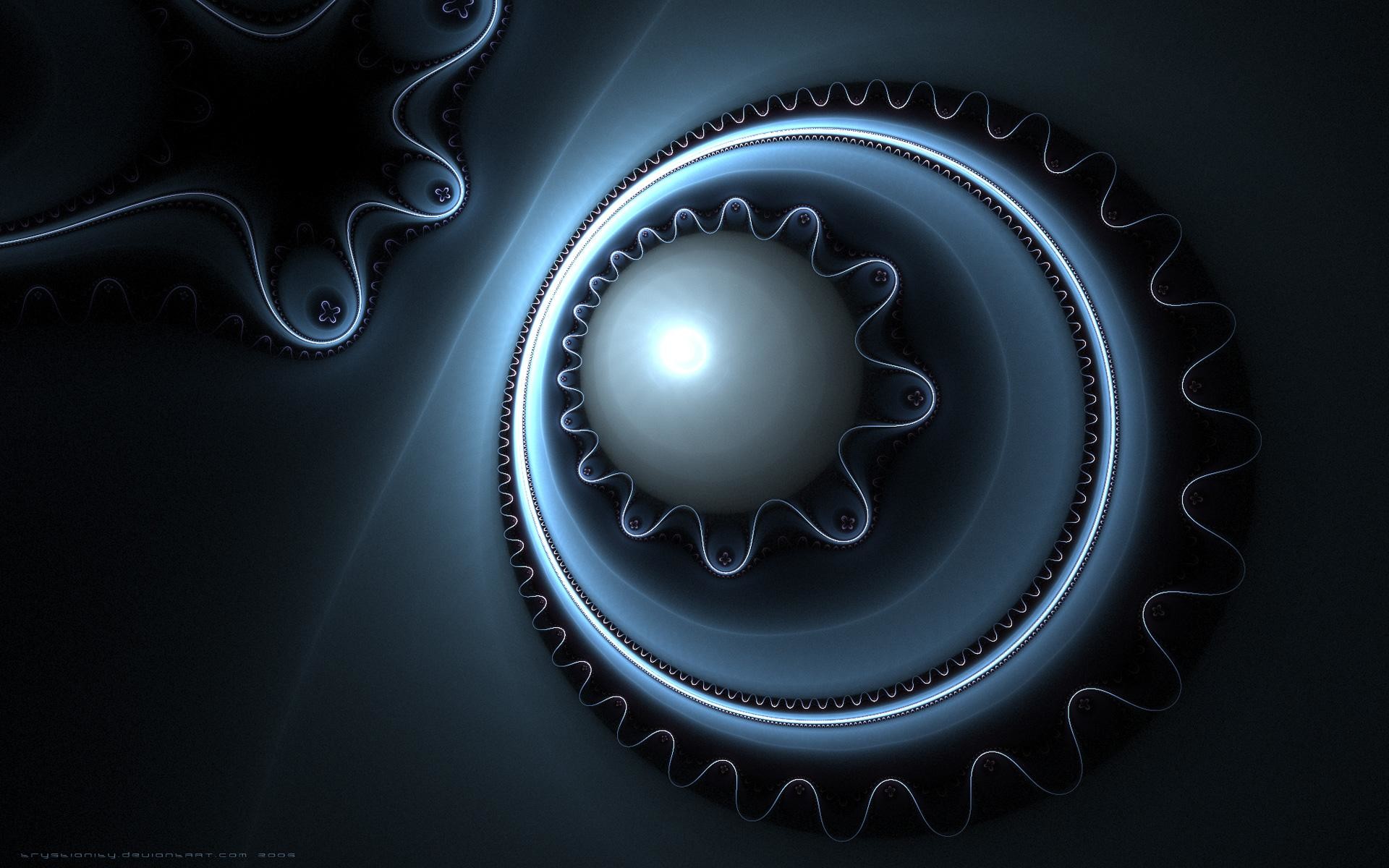 Frattale, Sfera, Arte 3D, Grigio, Full HD, wallpaper desktop