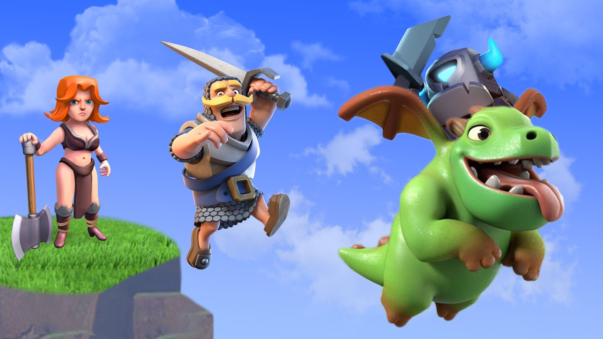 Clash Royale, Valchiria, Baby drago, Cielo, Full HD 1080p, sfondo desktop