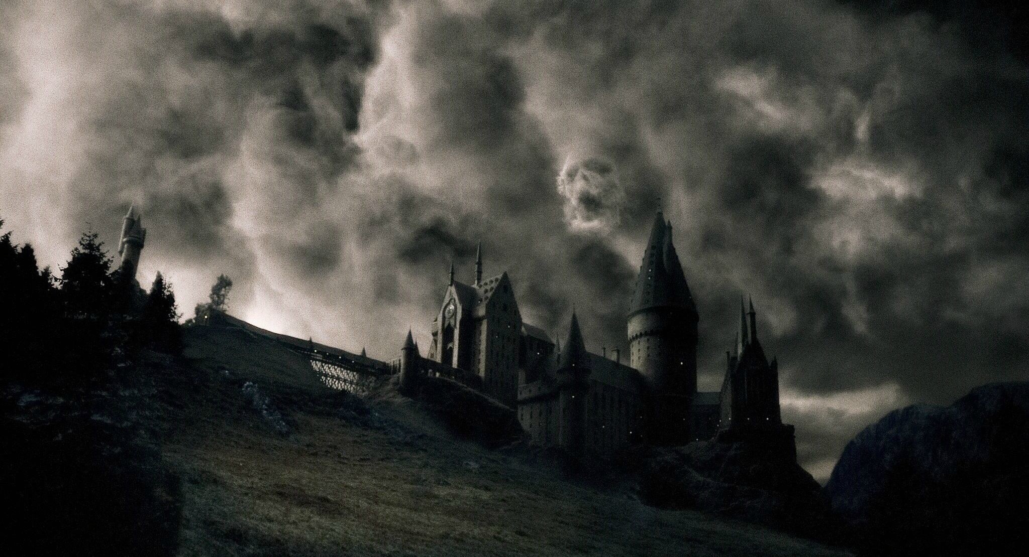 Castello di Hogwarts, Nuvole, Cupo, Full HD, wallpaper per computer