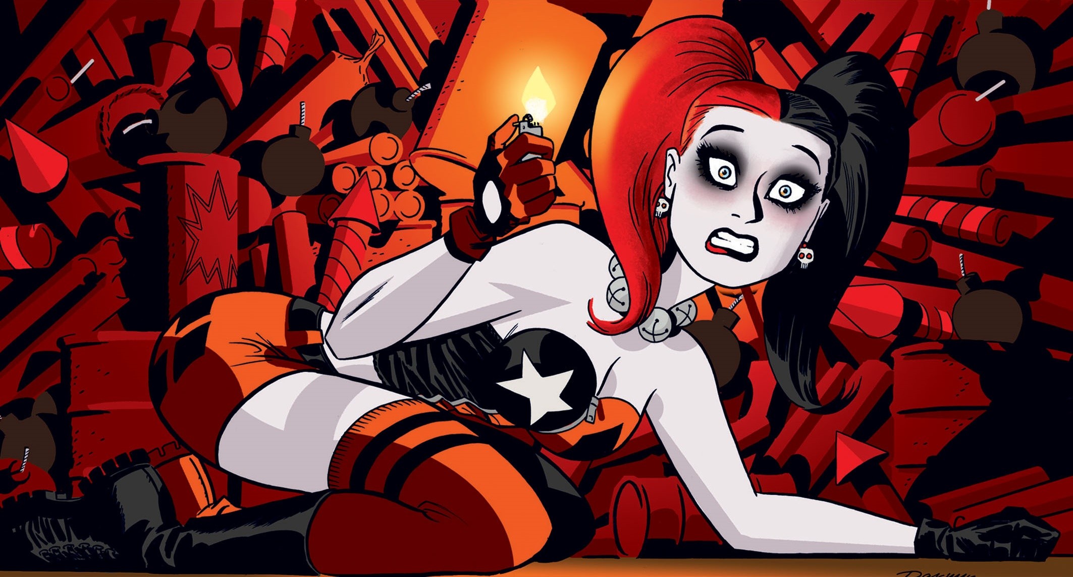 Harley Quinn, DC Comics, Fumetto, Dinamite, Rosso, Full HD, sfondo per portatile