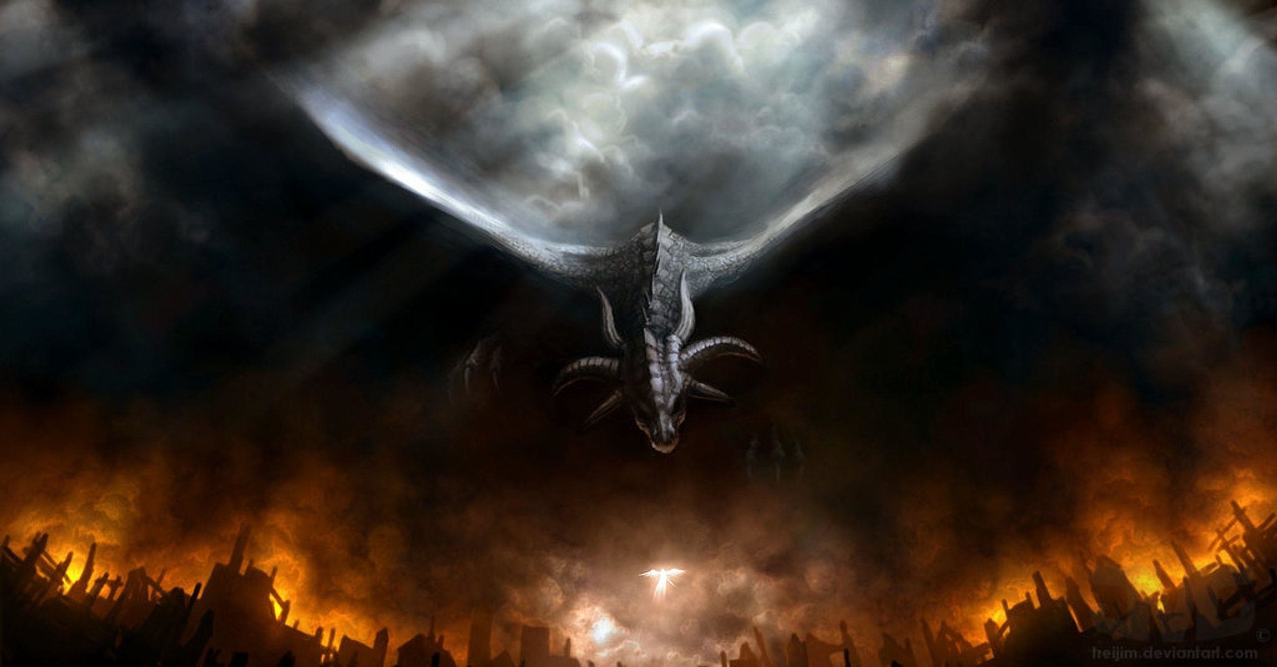 Drago, Fuoco, Nuvole, Fantasy, Rosso, Full HD, sfondo per portatile