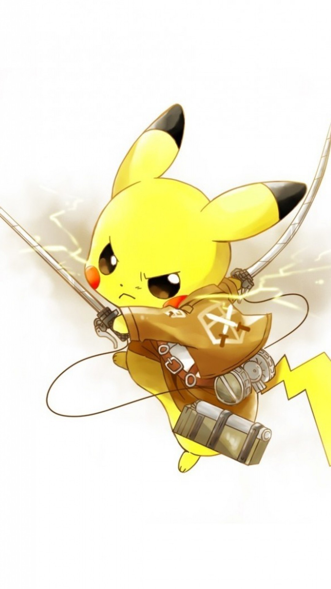 Pikachu, Pokémon, L'attacco dei giganti, Crossover, Sfondo bianco, schermata Home iPhone 7