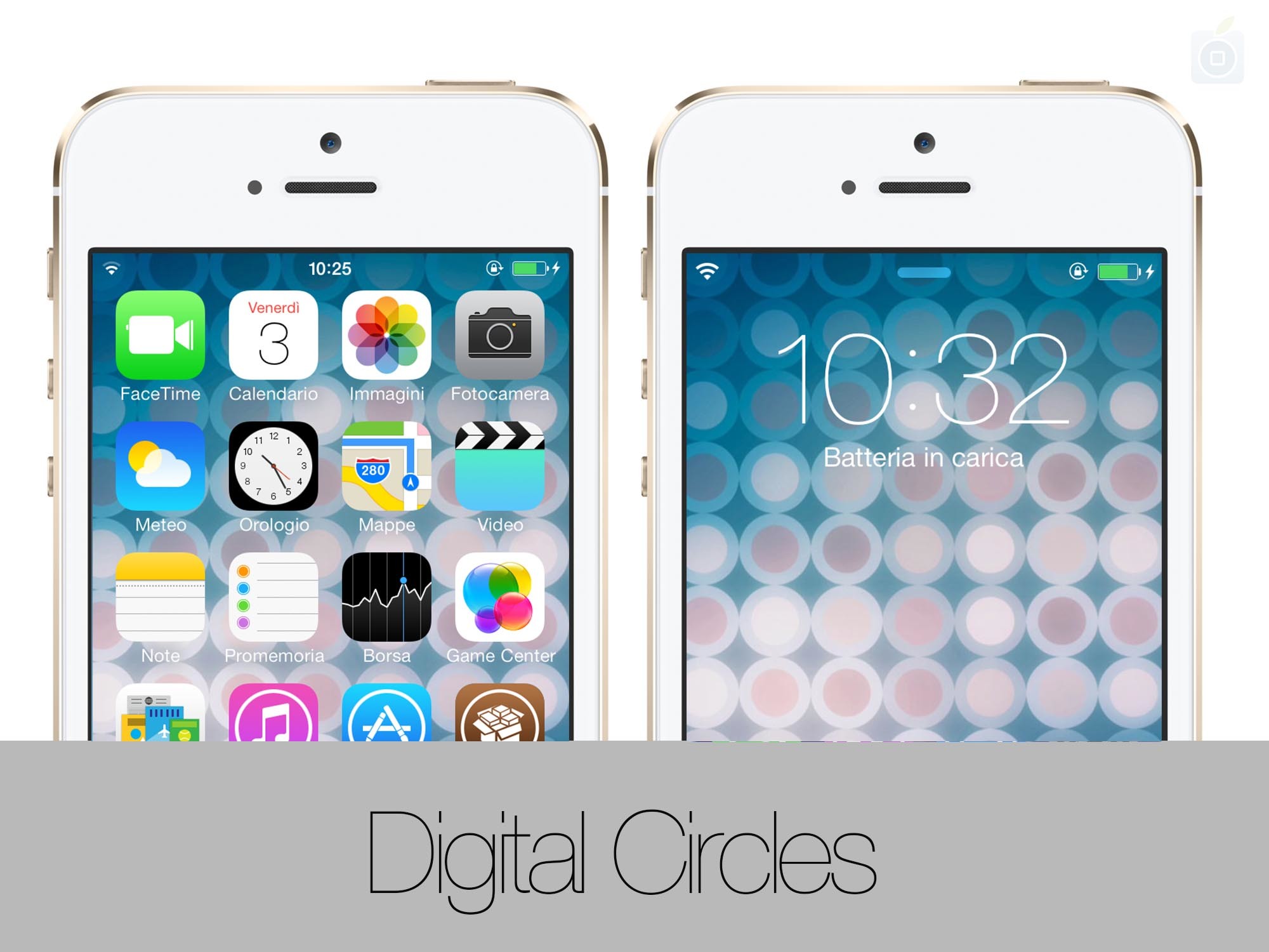 iOS 7, iPhone 5s, Schermata home, Digital Circles, Full HD, wallpaper per tablet
