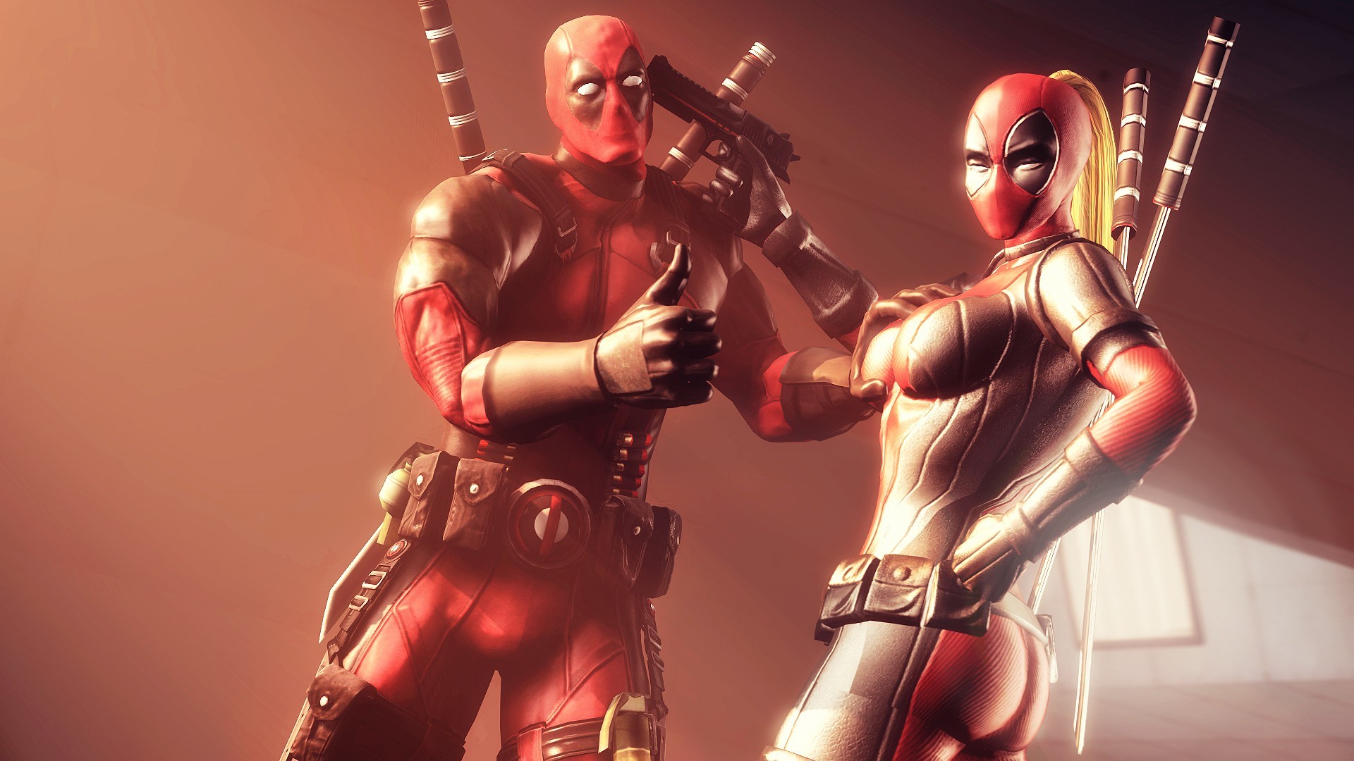 Deadpool, Lady Deadpool, Marvel, Arte digitale, Full HD, sfondo desktop