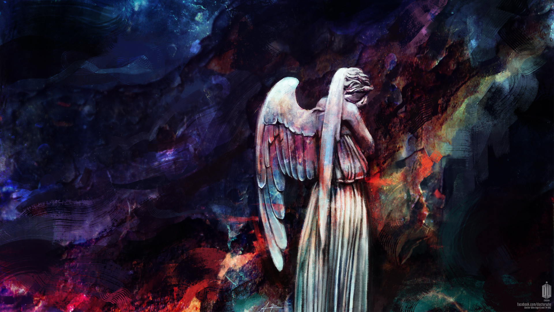 Angeli piangenti, Doctor Who, Statua d'angelo, Colori astratti, Full HD, sfondo per PC e portatile