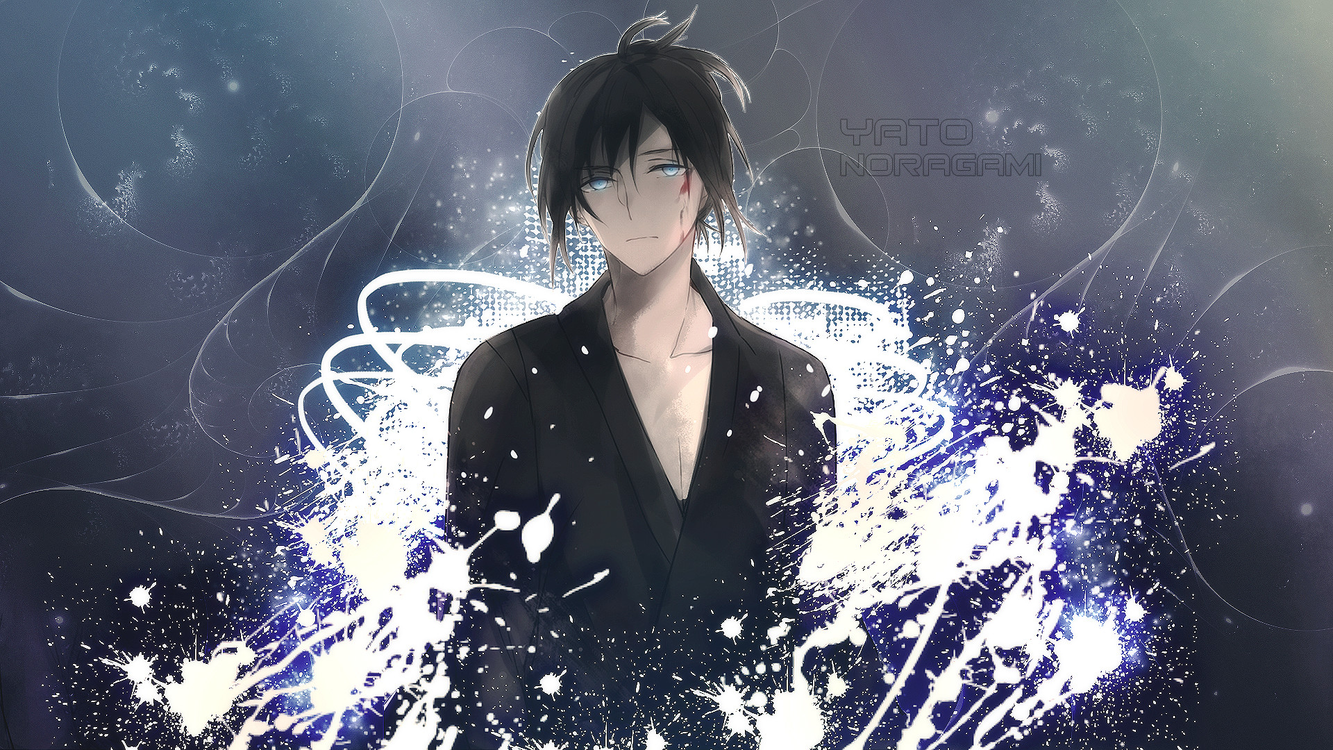 Yato, Noragami, Schizzi, Yukata, Toni freddi, 1920x1080, immagine di sfondo