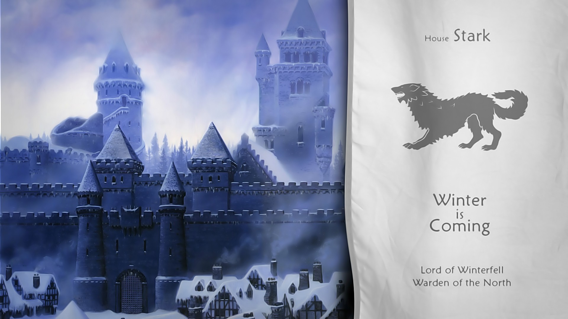 Grande Inverno, Casa Stark, Winter Is Coming, Il Trono di Spade, Castello, sfondo widescreen Full HD