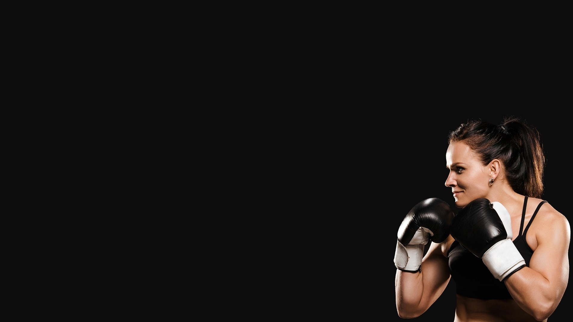 Pugile donna, Guantoni, Sfondo nero, Full HD, wallpaper per portatile