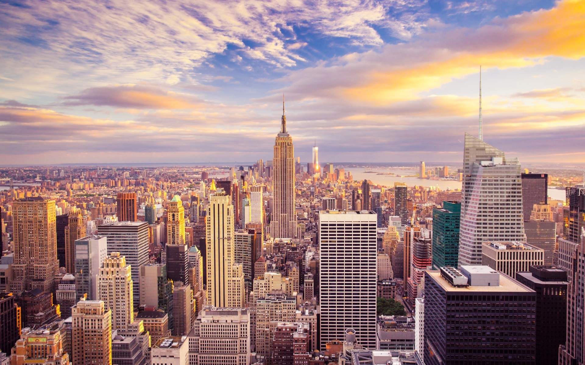 Empire State Building, Midtown, Manhattan, Tramonto, Full HD, wallpaper desktop