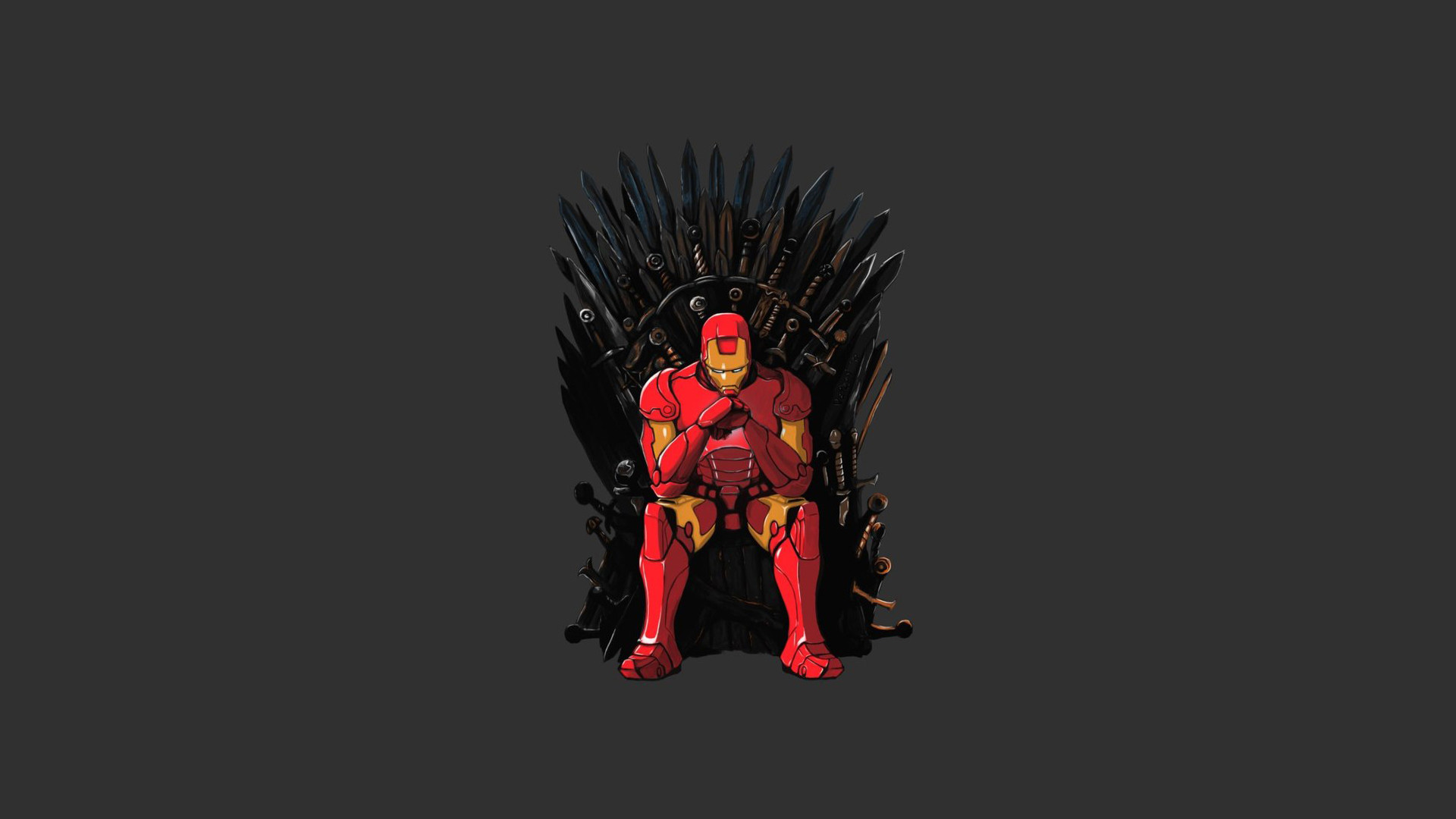 Iron Man, Trono di Spade, Parodia, Minimalismo, Grigio, Full HD, sfondo per PC e portatile