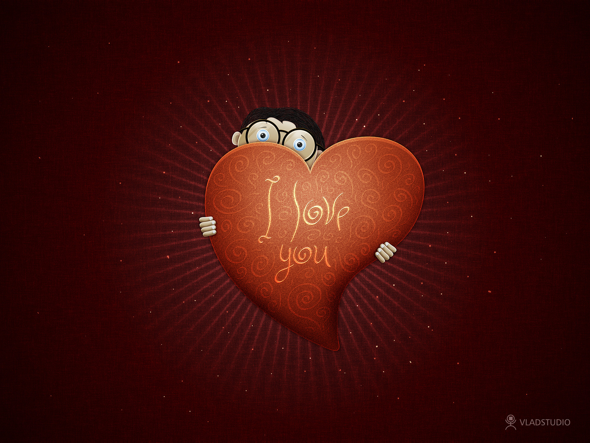 I Love You, Cuore, Personaggio cartoon, Rosso scuro, Full HD, schermata di blocco iPad