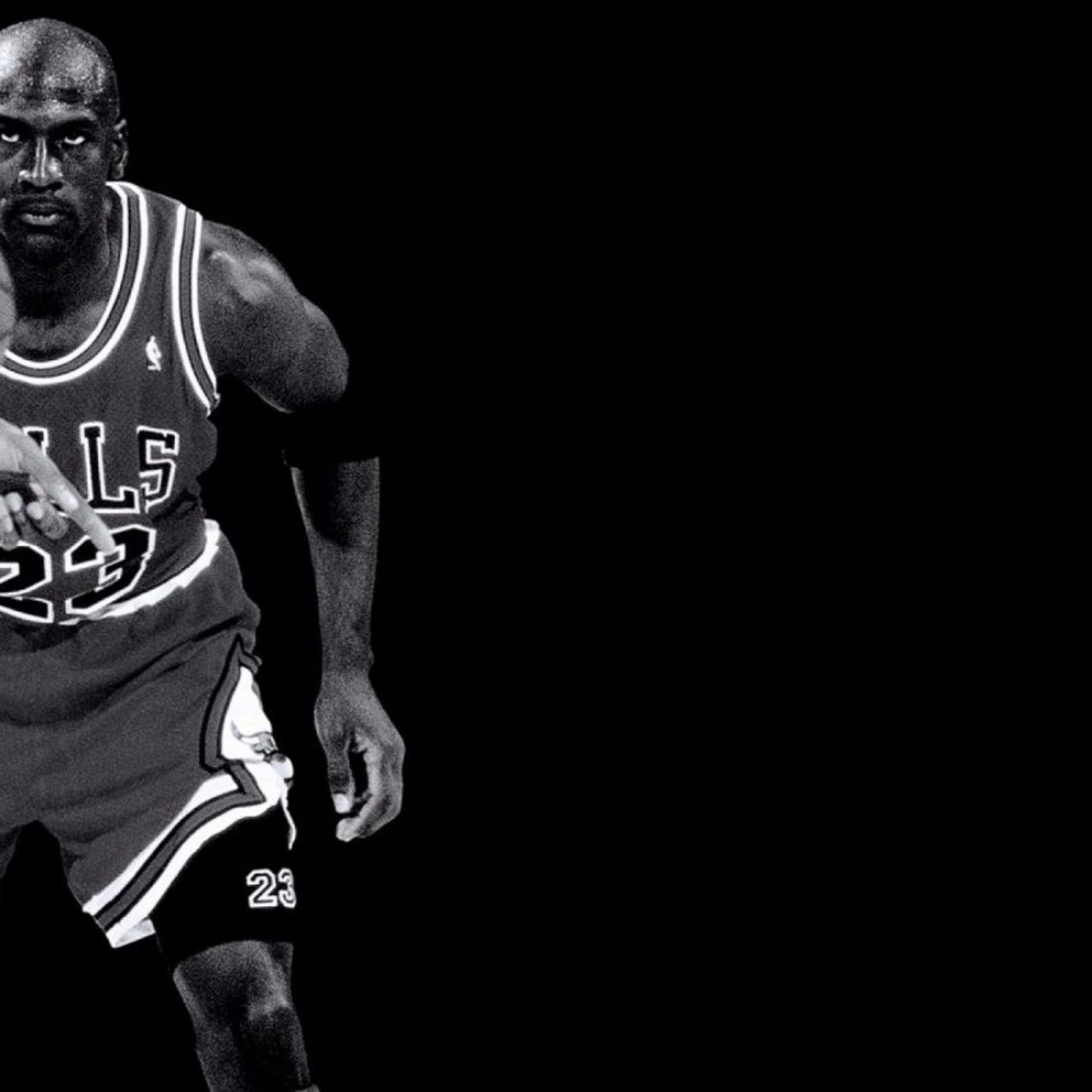 Michael Jordan, Chicago Bulls, Bianco e nero, Sfondo nero, Full HD, schermata di blocco iPad