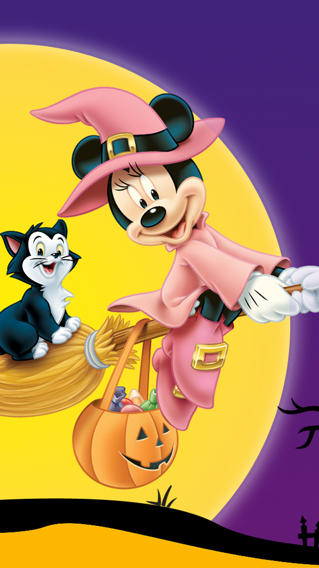 Minni, Figaro, Disney, Halloween, Strega, Zucca, Full HD, schermata di blocco iPhone