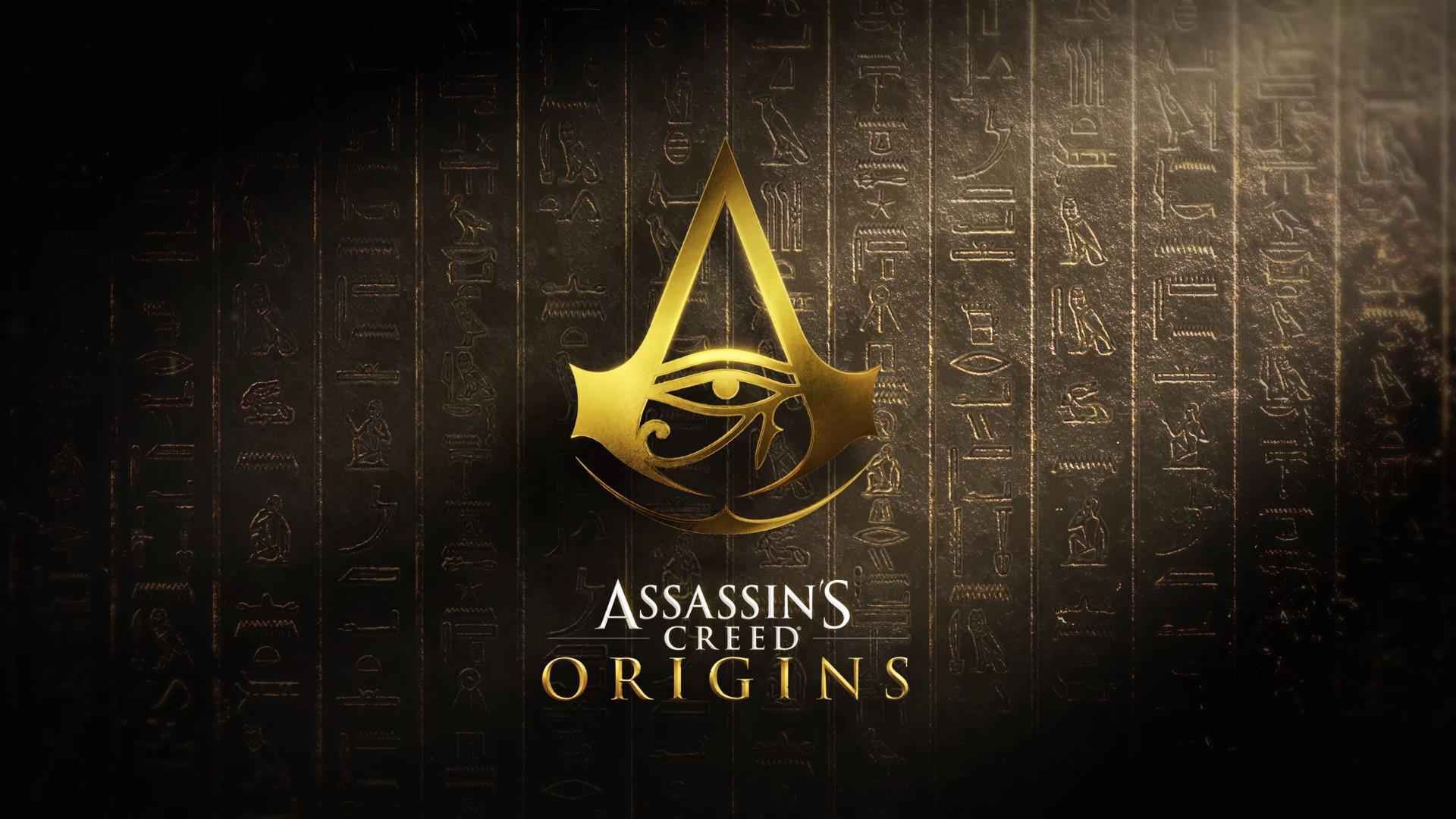 Assassin's Creed Origins, Logo, Geroglifici, Oro, Full HD, sfondo per portatile